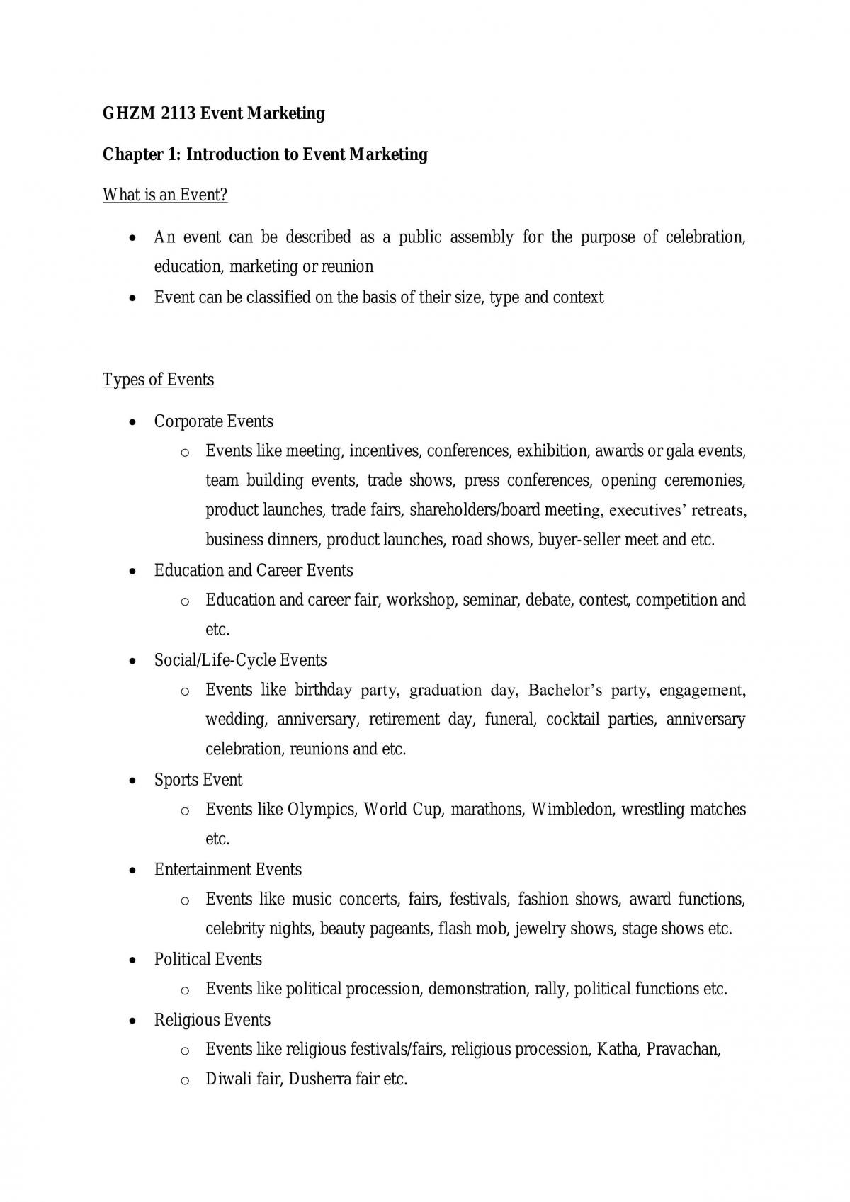 Event marketing course notes - Page 1