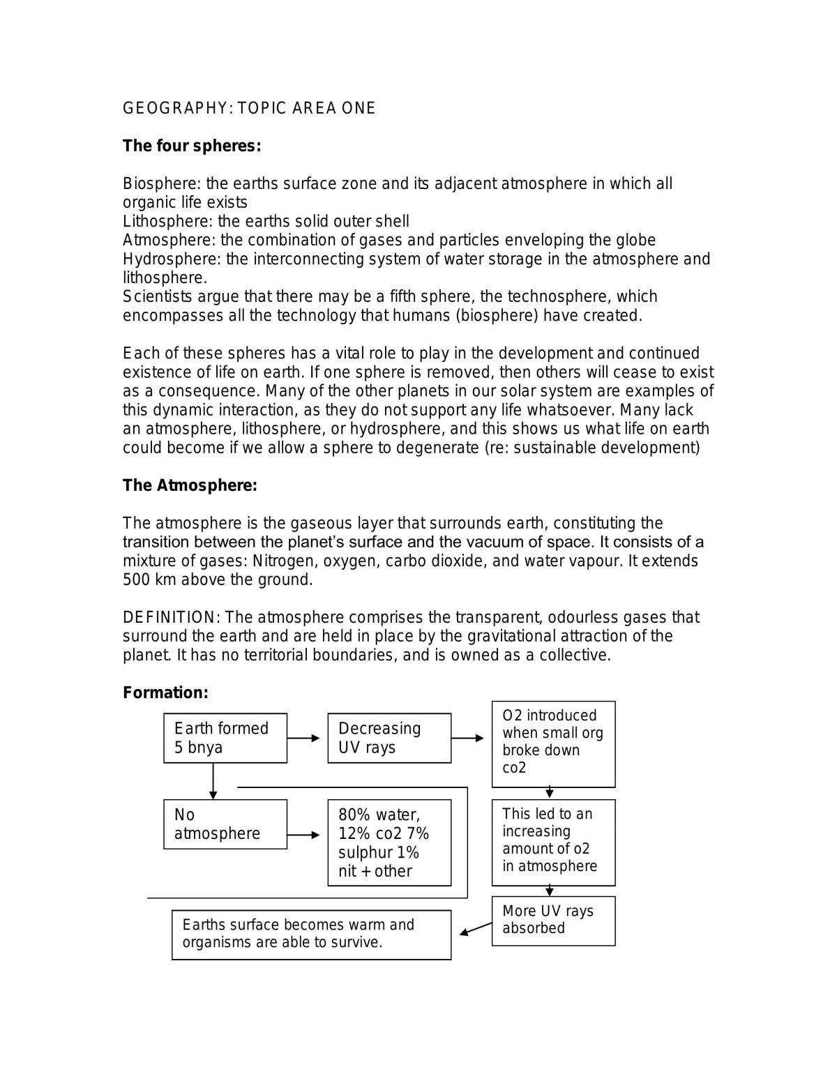 Topic 1 Atmosphere Summary - Page 1