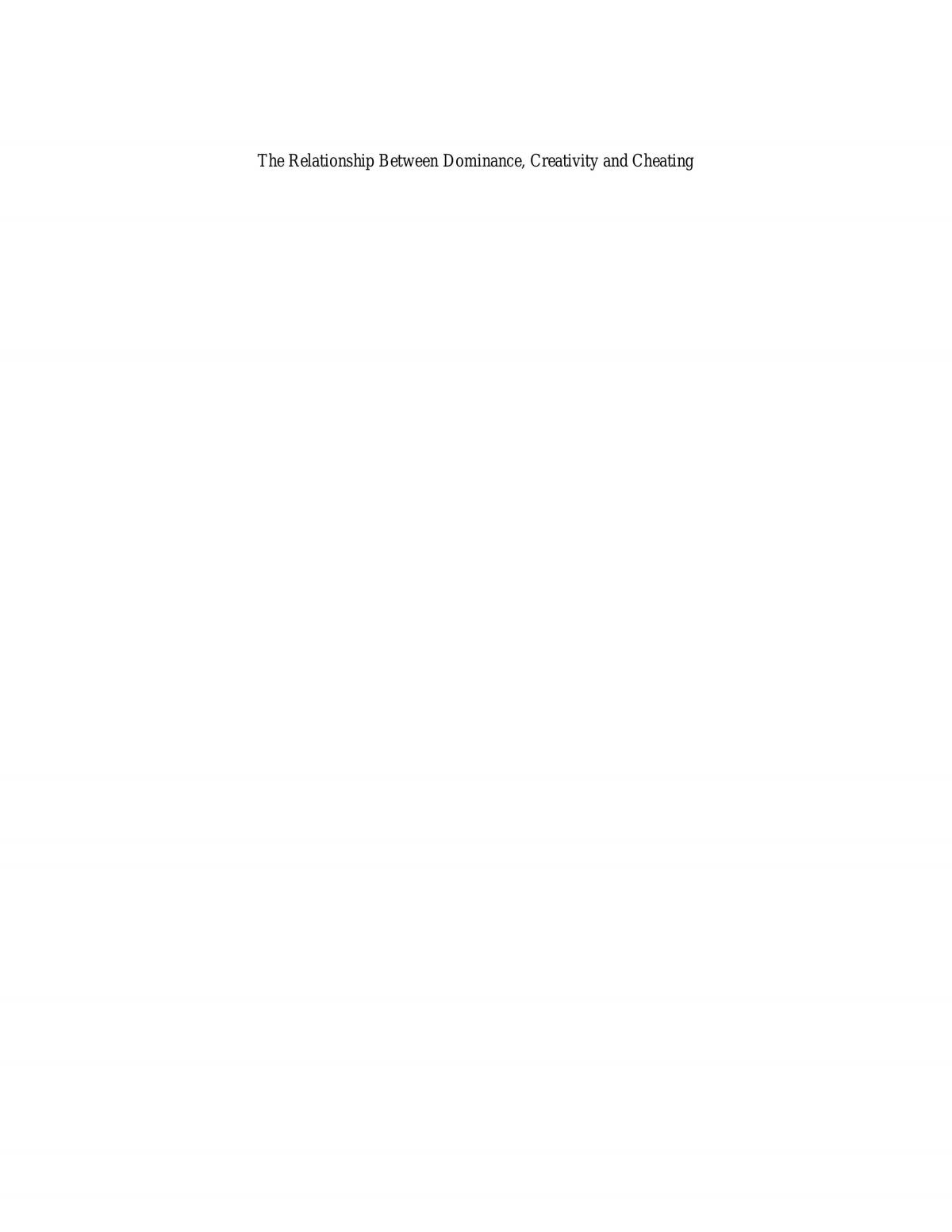 Lab Report - Dominance and Creativity - Page 1