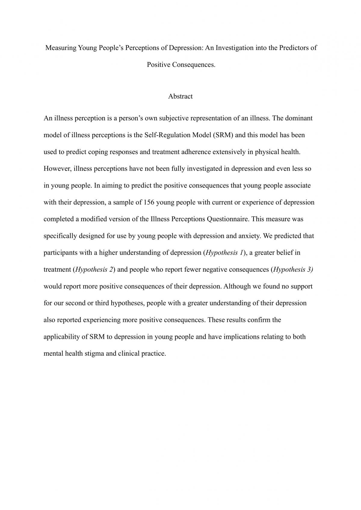Lab Report - Depression  - Page 1
