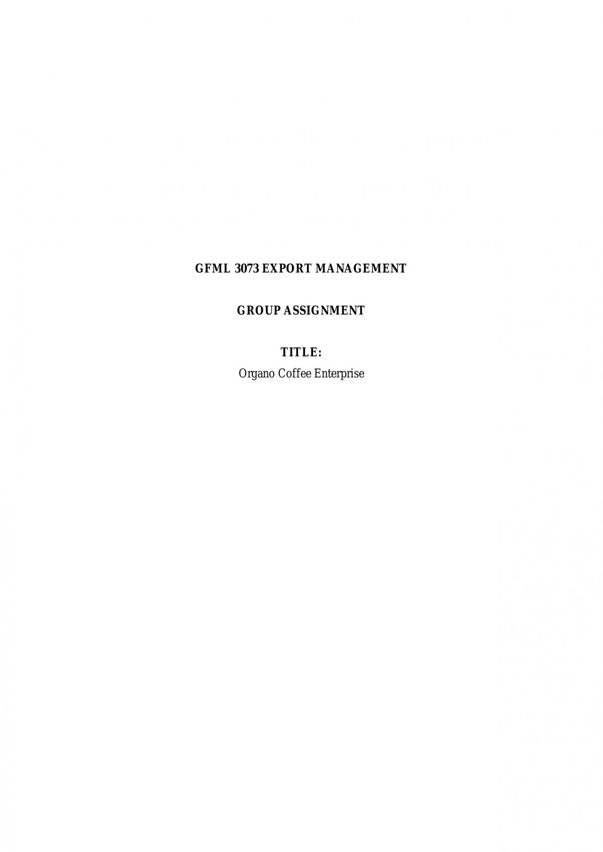 Organic Coffee Enterprise  - Page 1