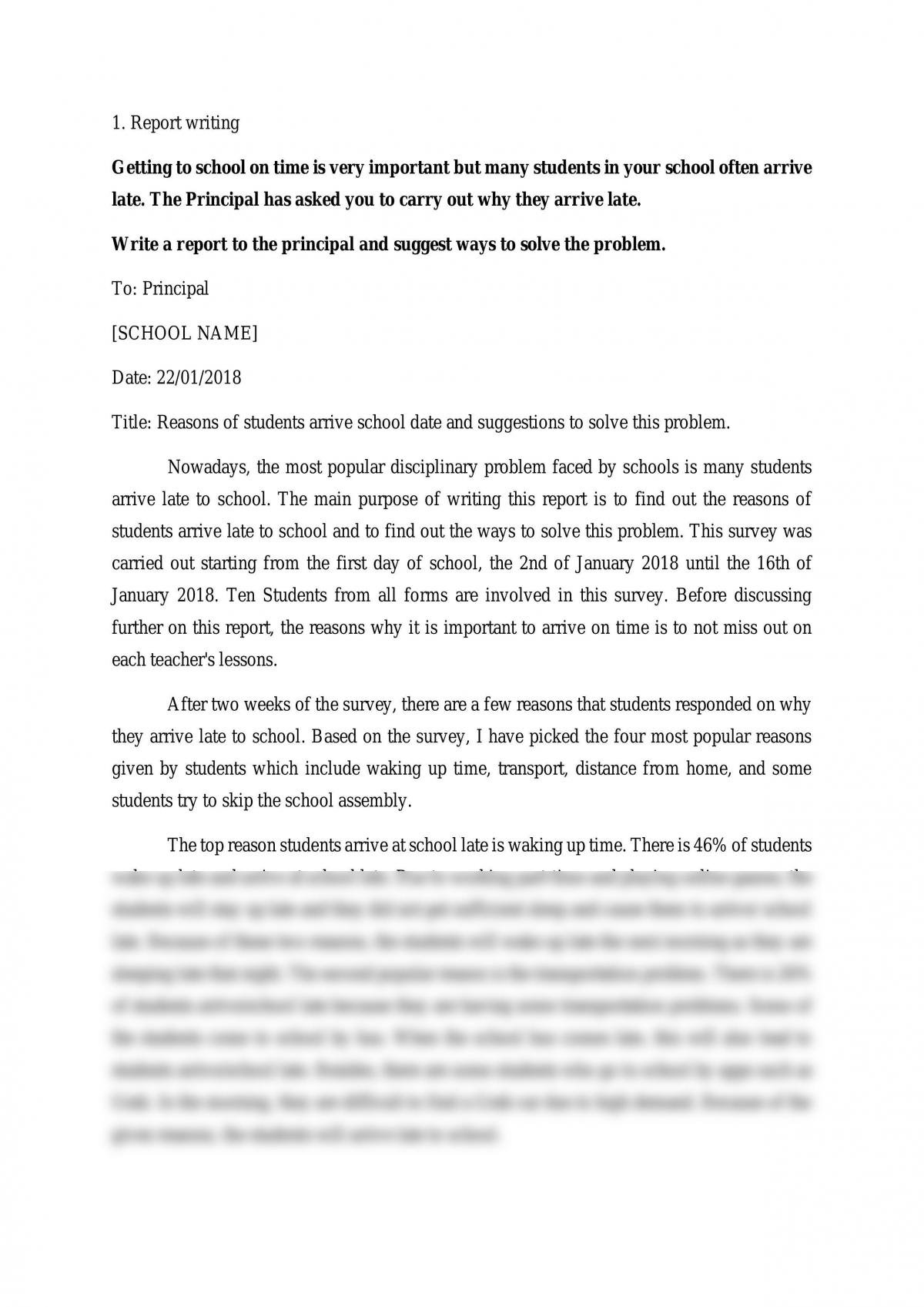 example essay report