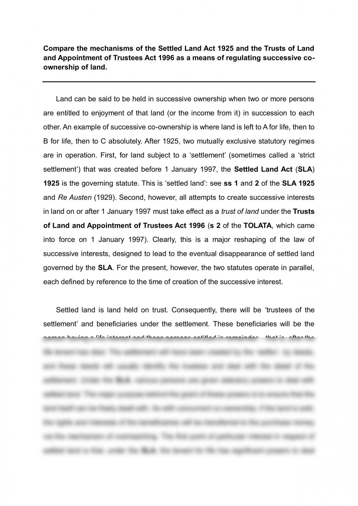 Essay comparing the mechanisms of the two statutes as a means of regulating successive coownership of land. - Page 1