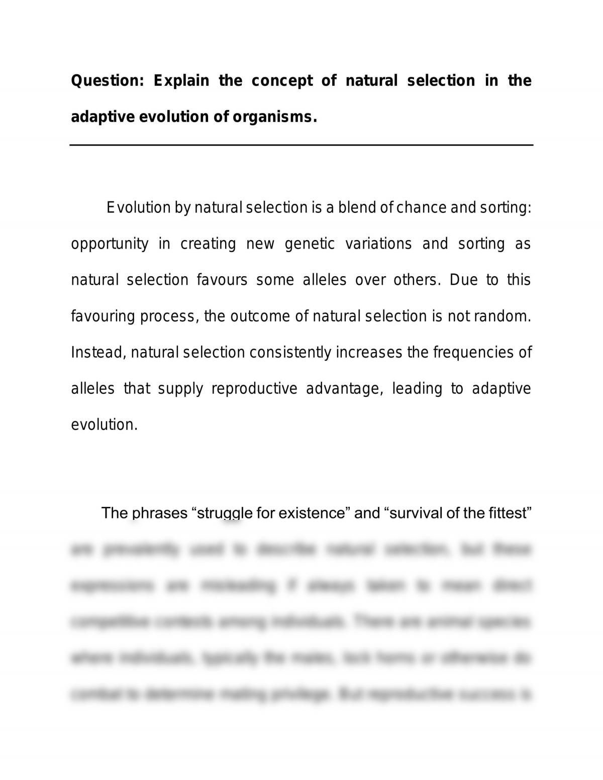 importance of natural selection essay