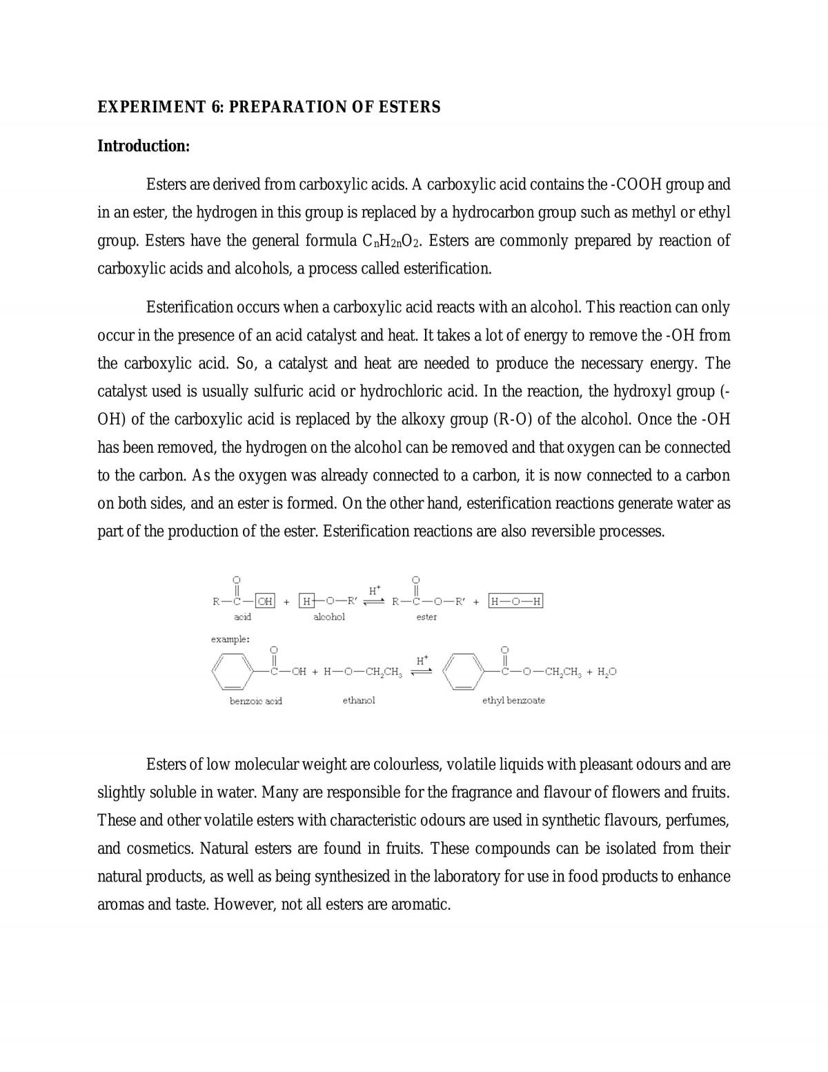 Preparation of Esters - Page 1