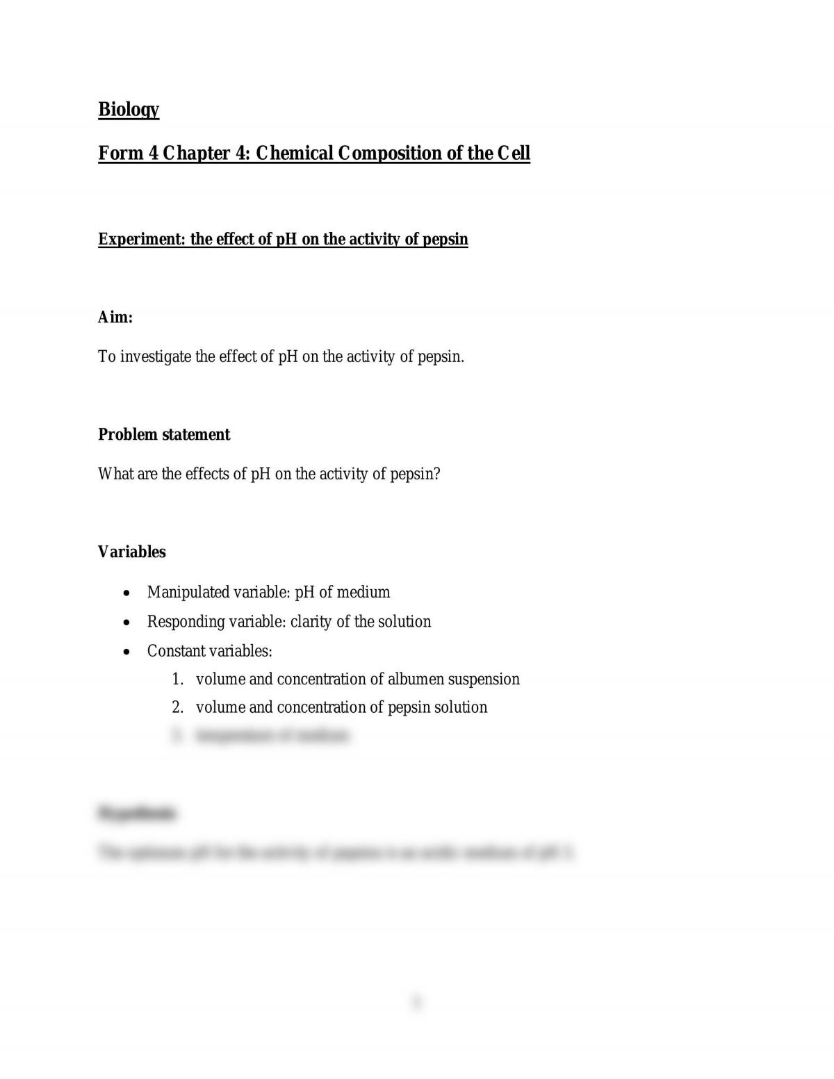 Experiment: The Effect of pH on the Activity of Pepsin - Page 1