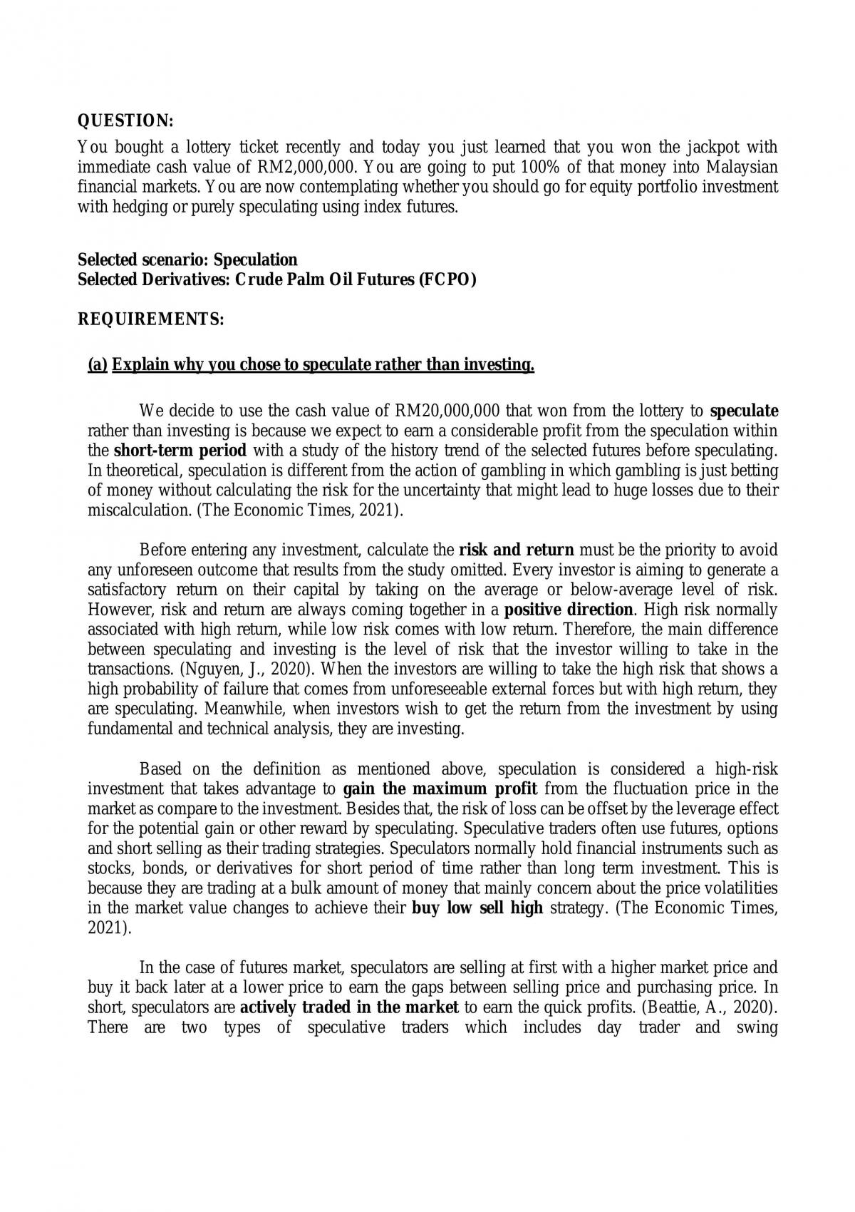 UBFF 3063 FD Project 1 - Page 1