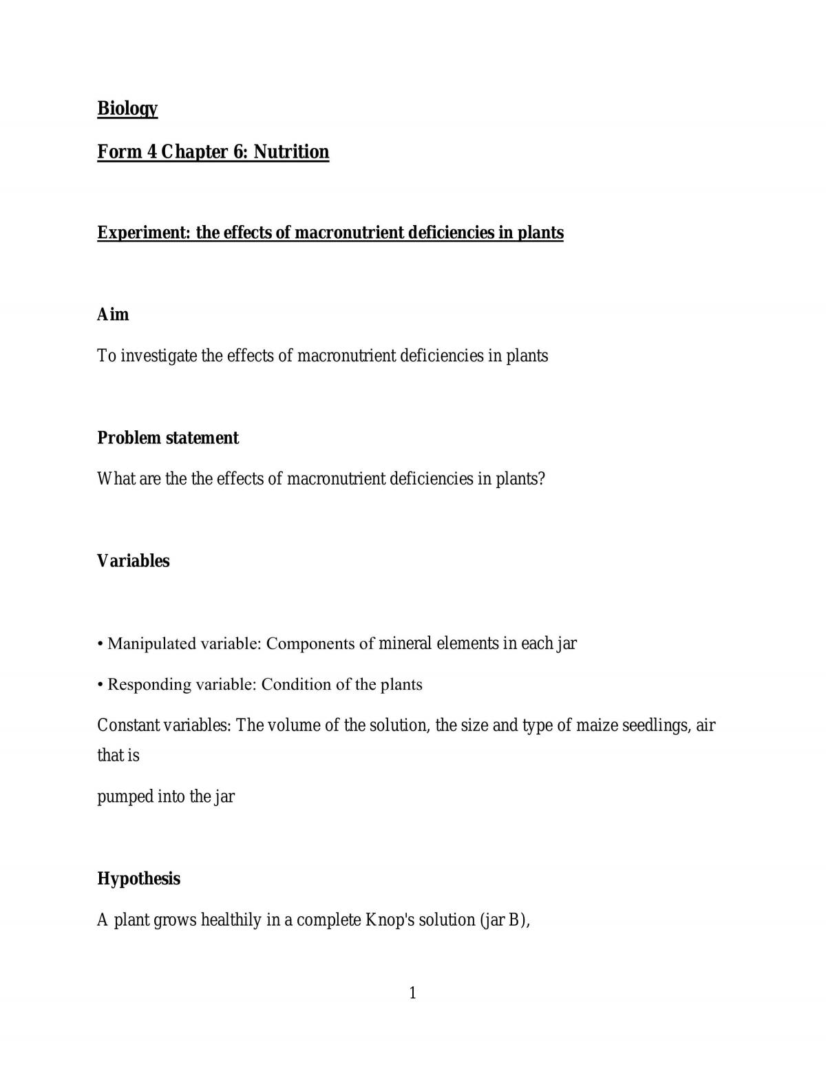 Experiment: the effects of macronutrient deficiencies - Page 1