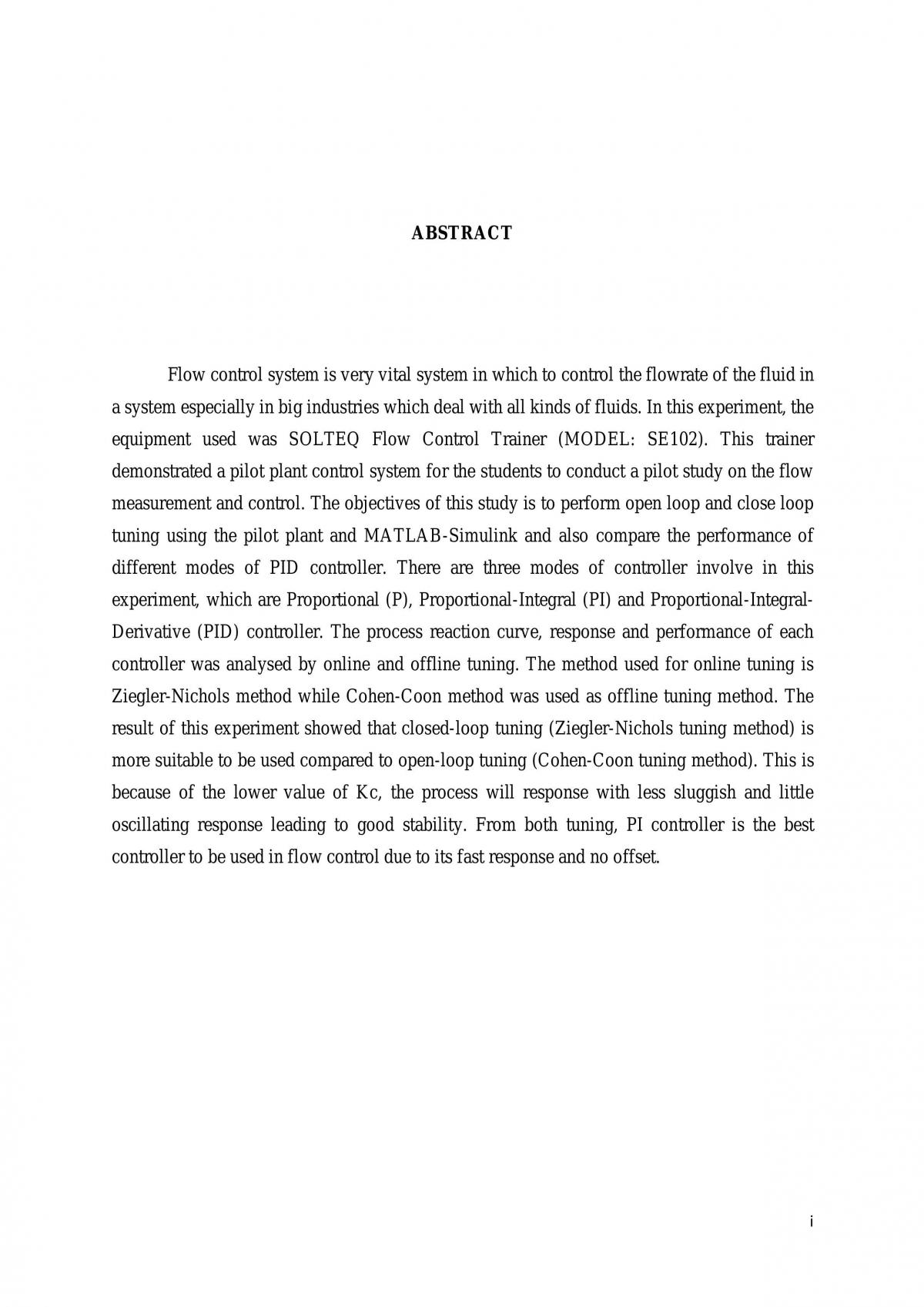Flowrate Control Experiment Lab Report | SKTK 4751 - Process Control ...