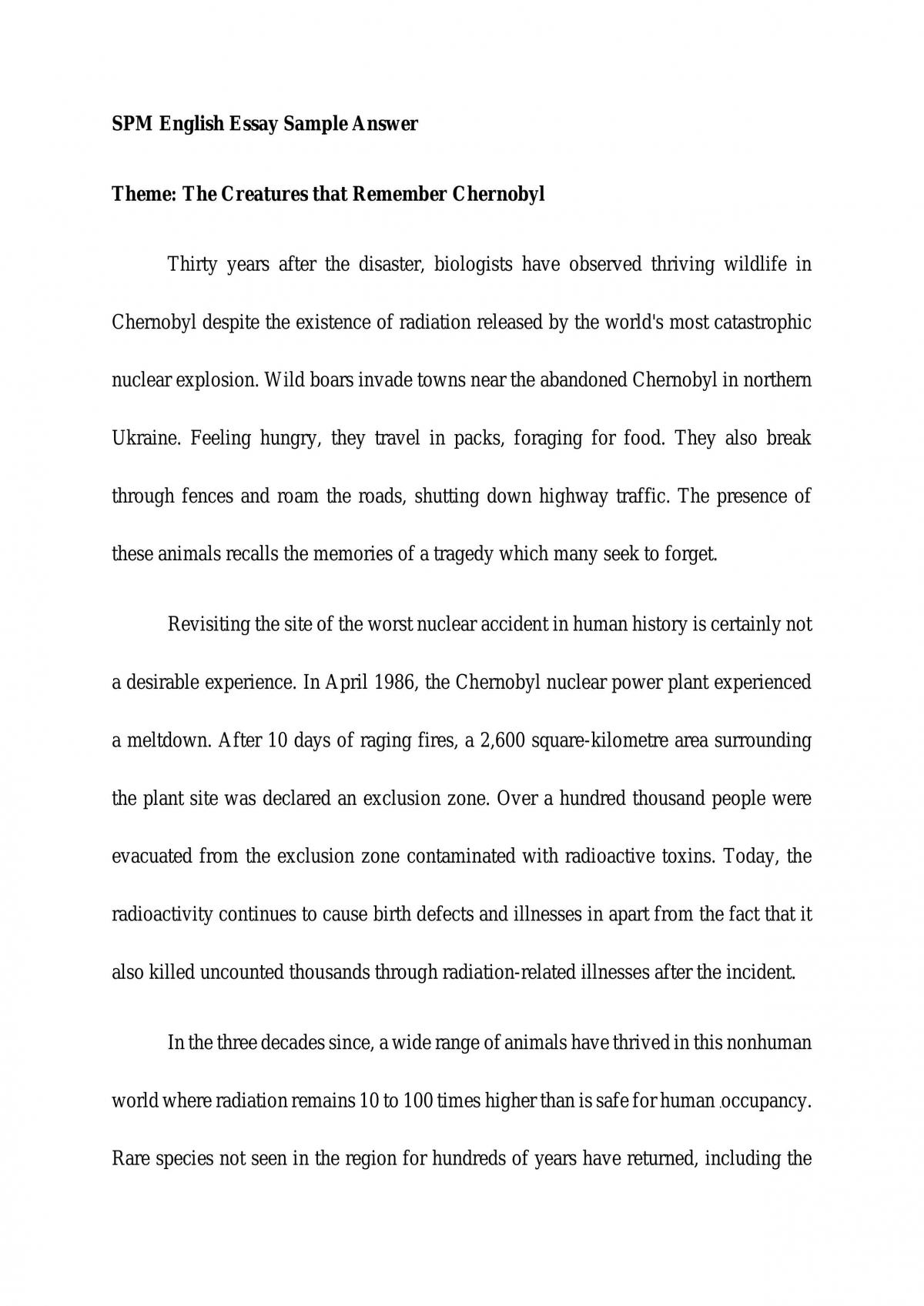 Essay on The Creatures that Remember Chernobyl - Page 1