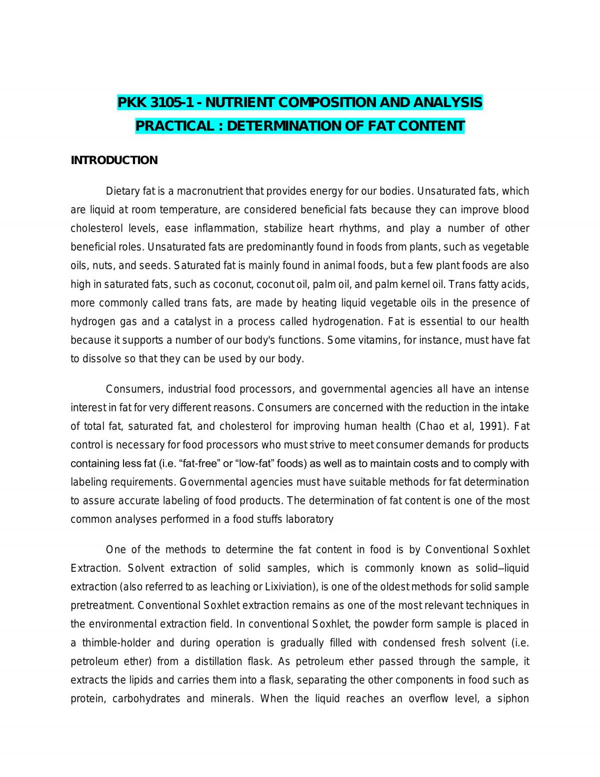 Determination of fat content - Page 1