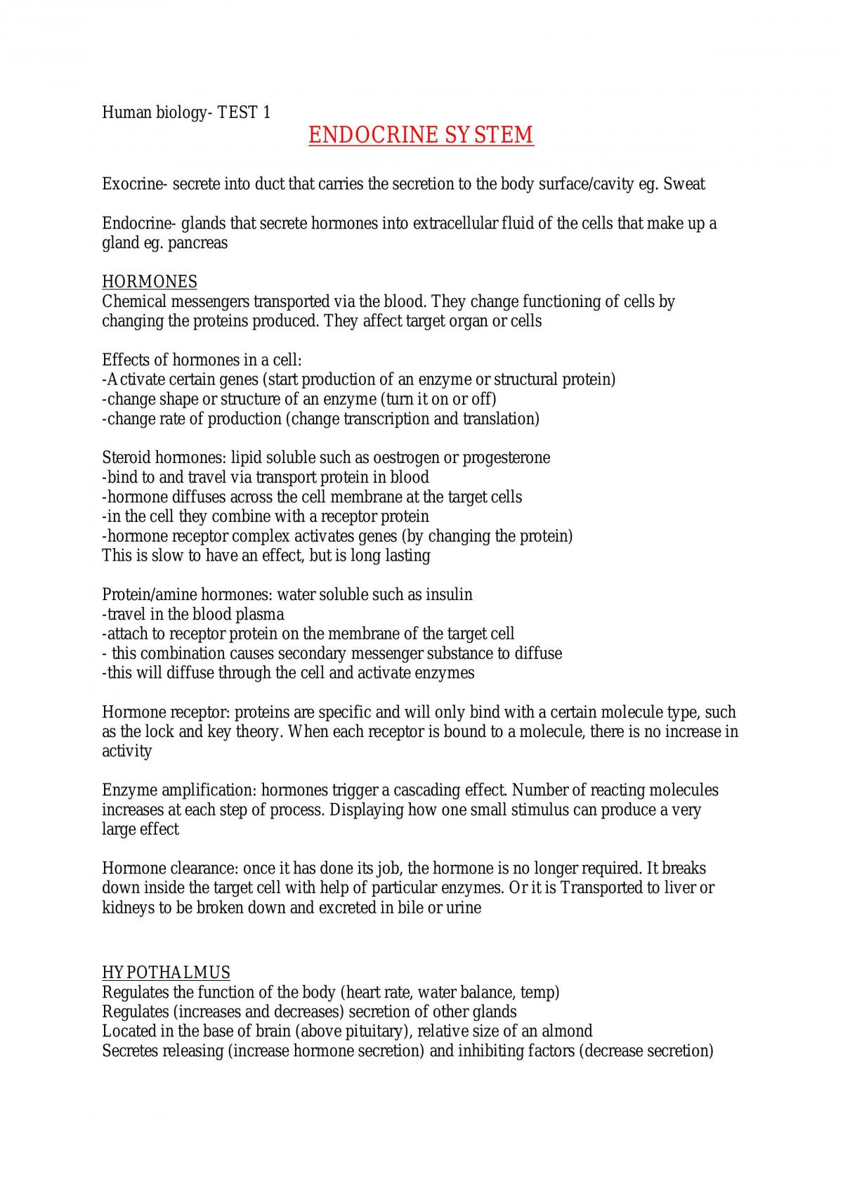 Human biology notes - Page 1