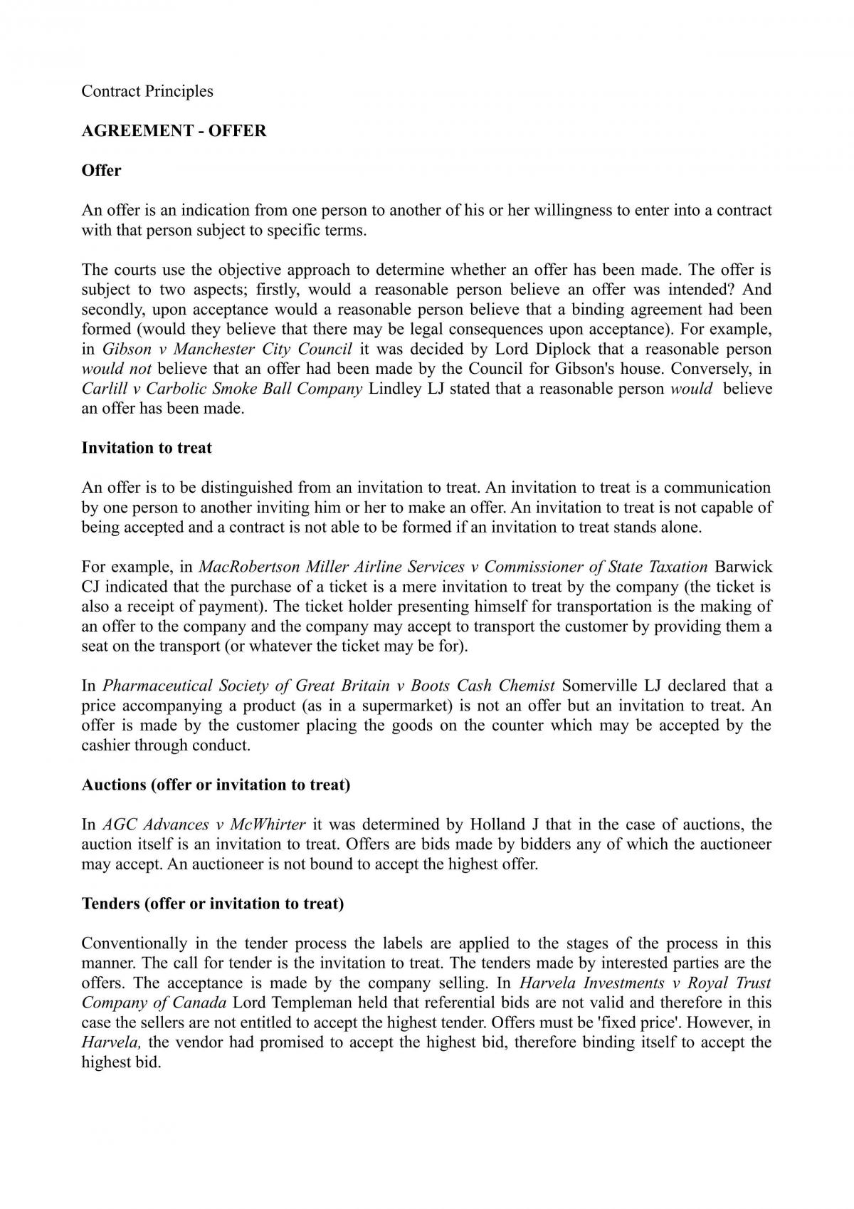 Principles of Contract Law A (Monash Uni) - Page 1