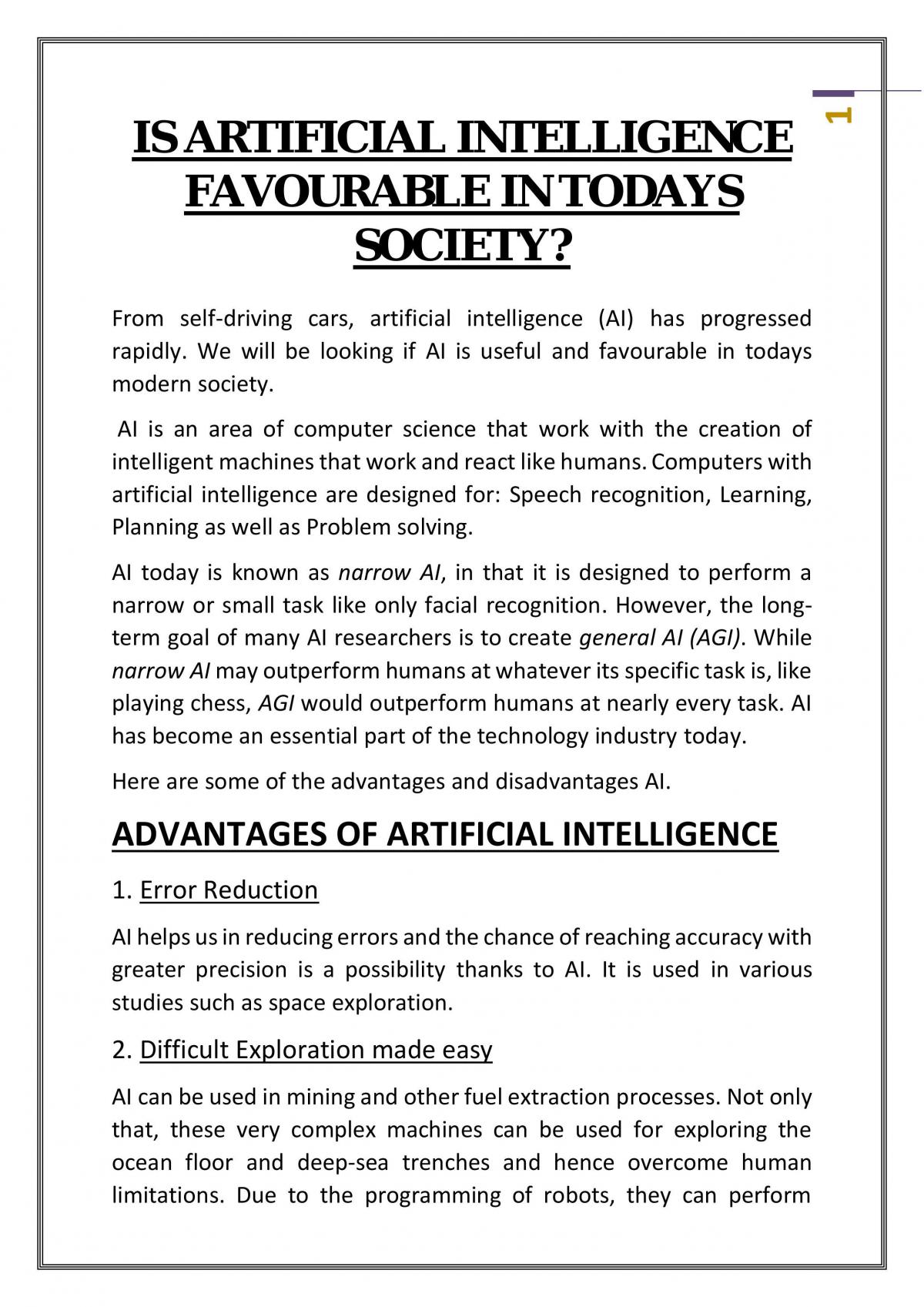 Is artificial intelligence favourable in todays society - Page 1