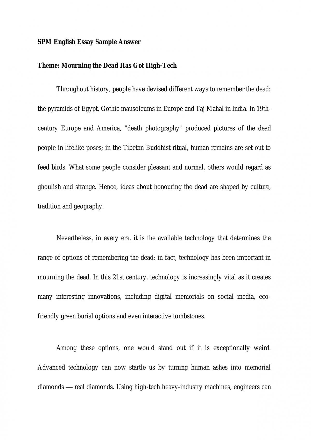 Essay on Mourning the Dead Has Got High-Tech - Page 1