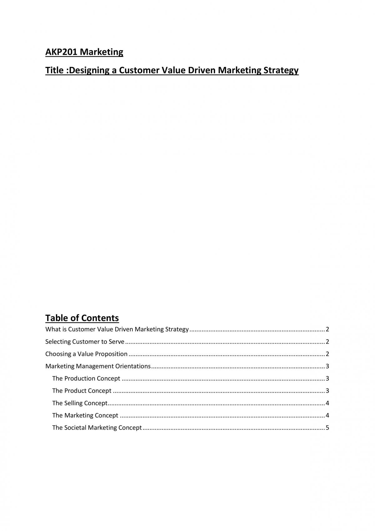 Designing a Customer Value Driven Marketing Strategy - Page 1
