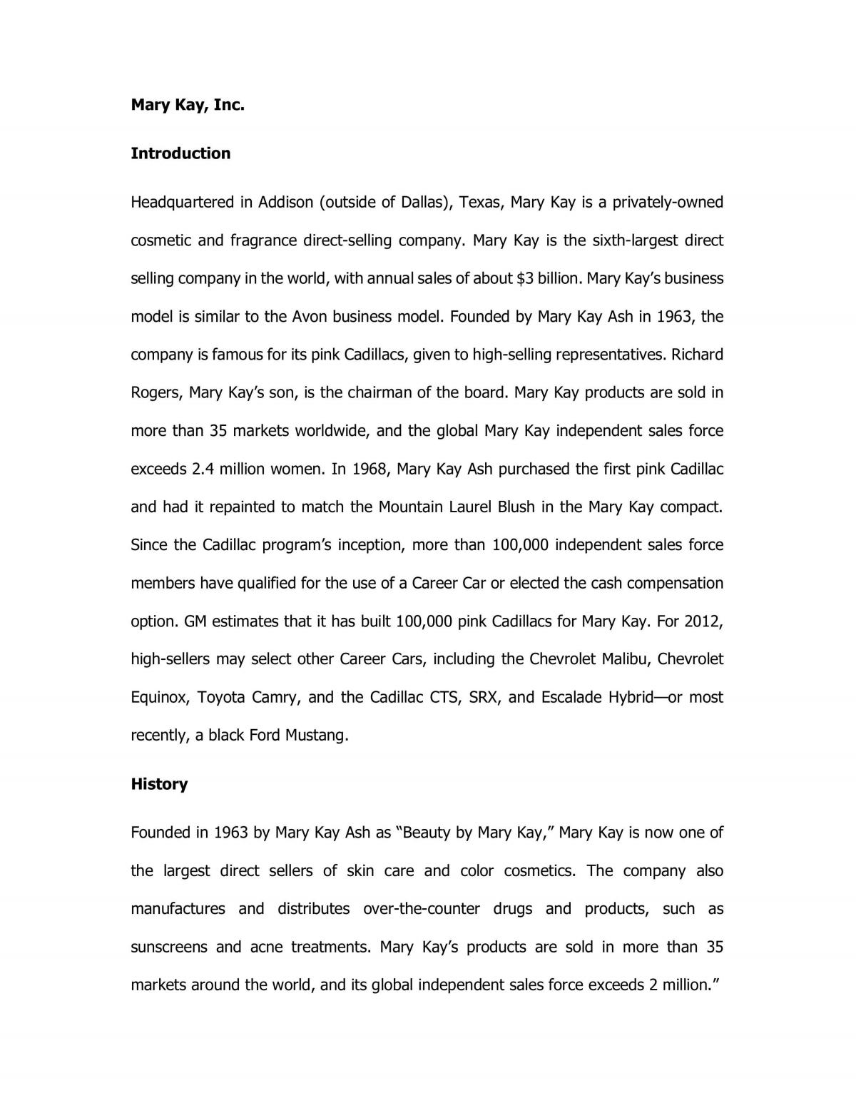 Analysis of Mary Kay - Page 1