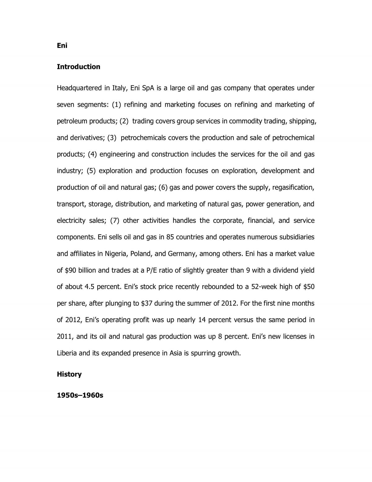 Analysis of Eni - Page 1