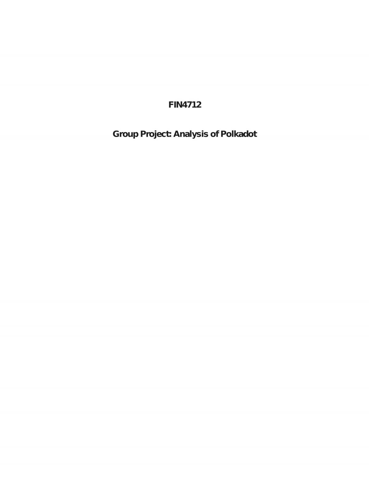 FIN4721 Group Project Report on Polkadot - Page 1