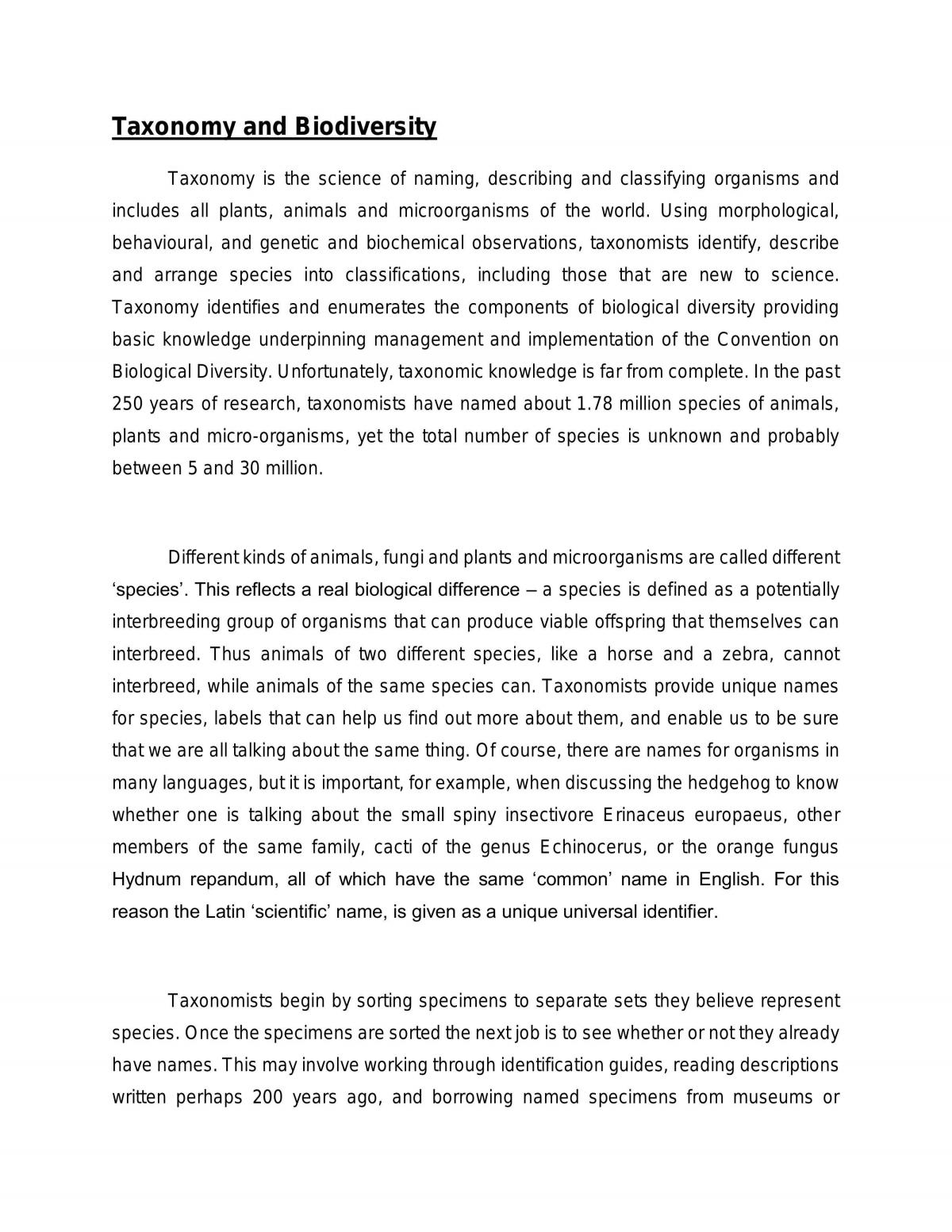 Taxonomy and Biodiversity - Page 1