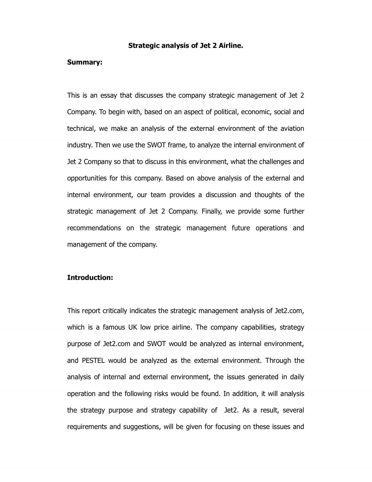 Analysis of Jet airline  - Page 1