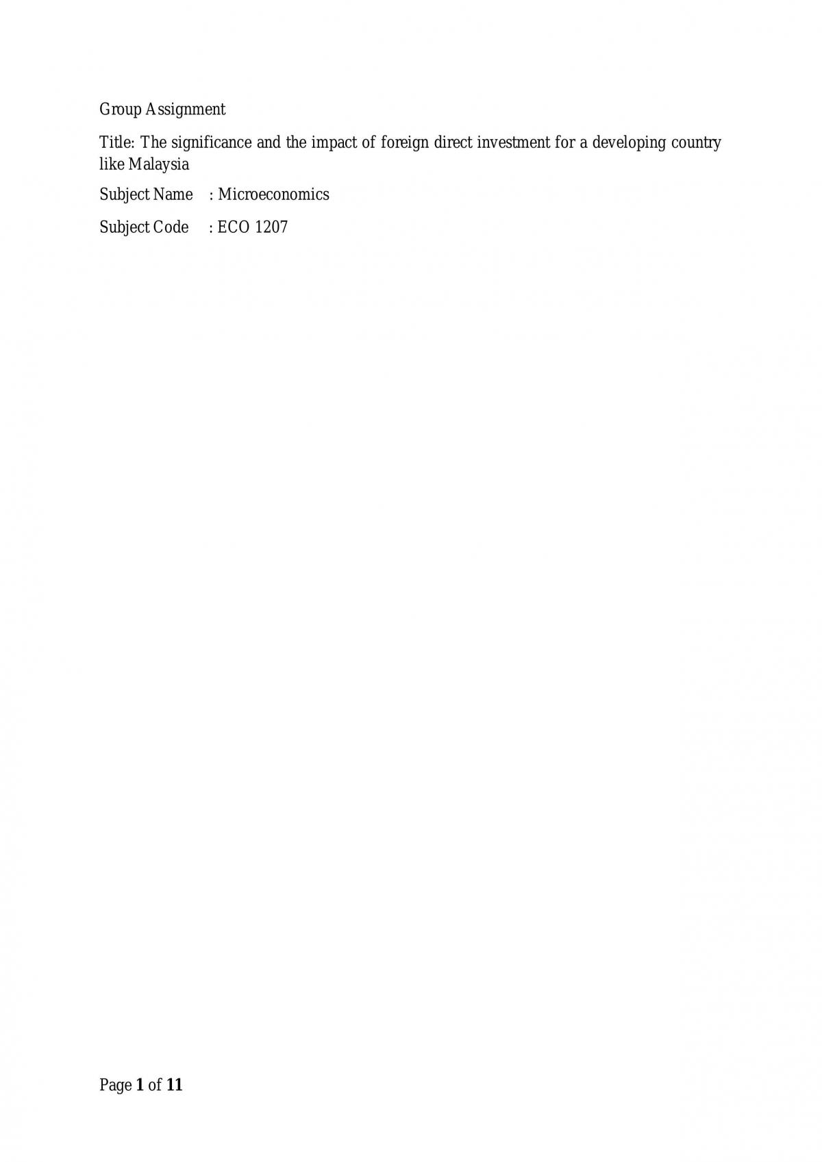 Microeconomic group assignment example - Page 1