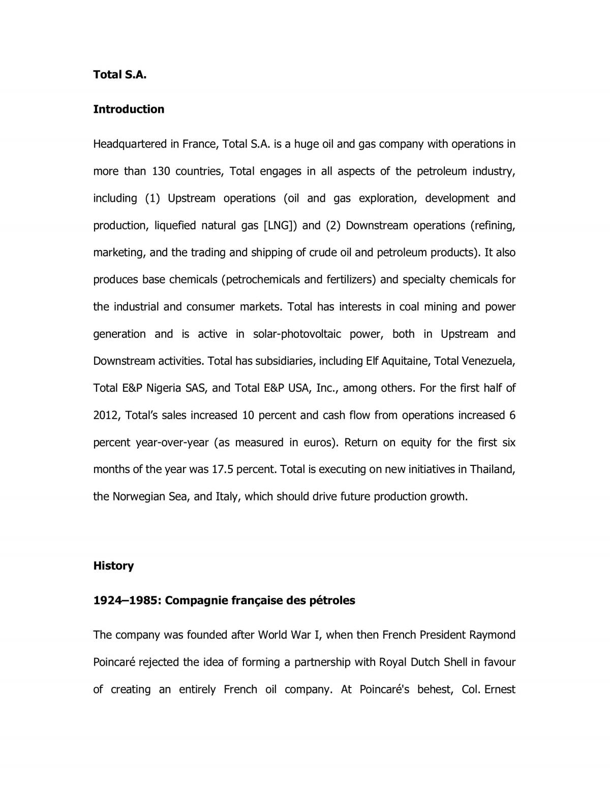 Analysis of Total S.A - Page 1