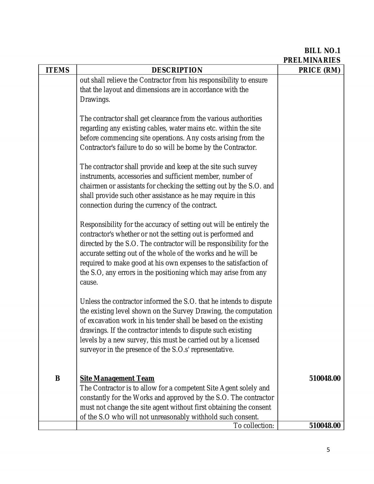 Estimate for preliminaries work  - Page 3