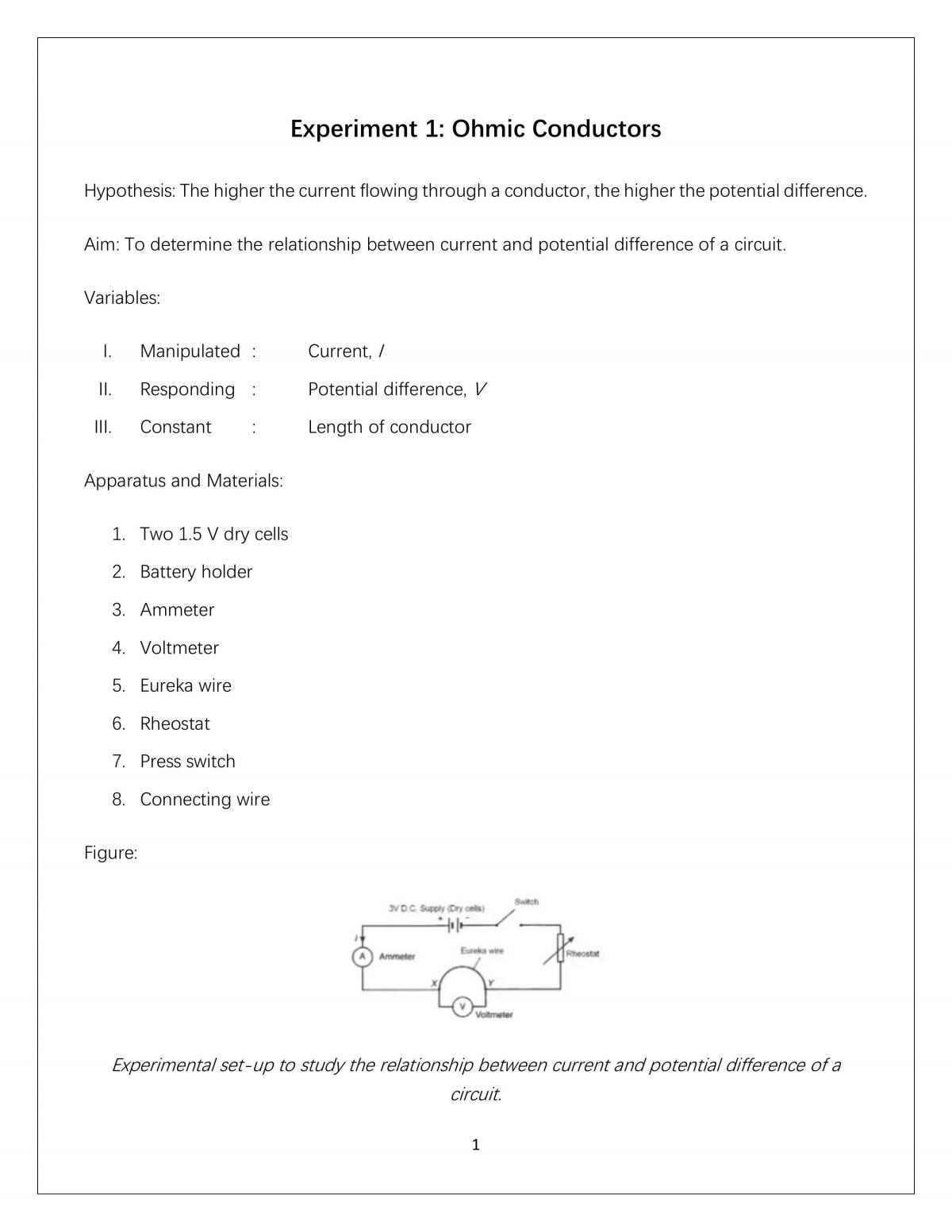 Ohmic and Non-ohmic Conductor - Page 1