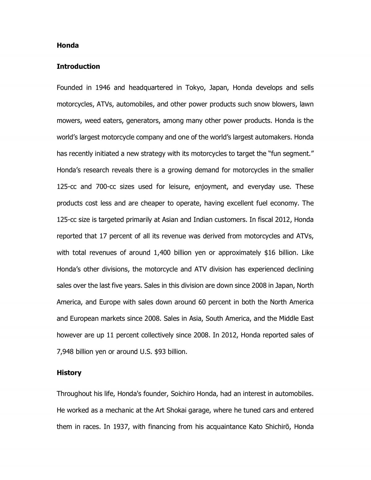 Analysis of Honda - Page 1