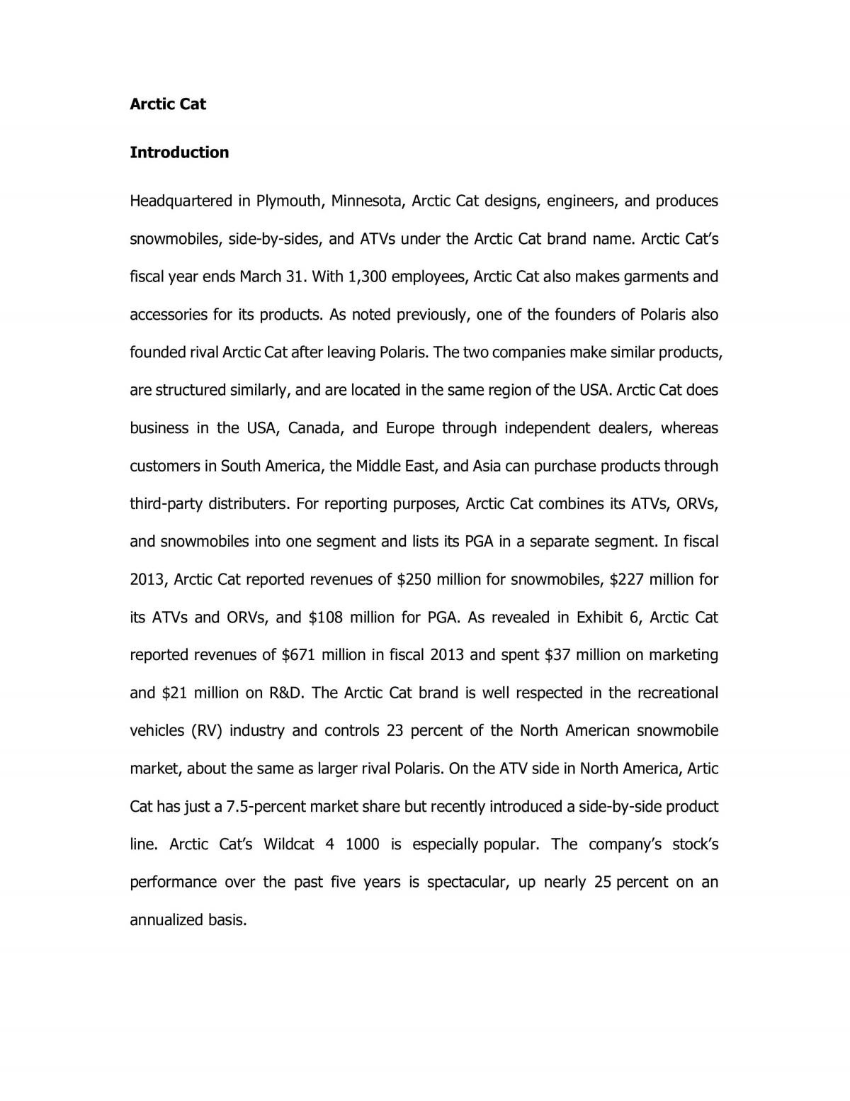 Analysis of Artic Cat Inc - Page 1
