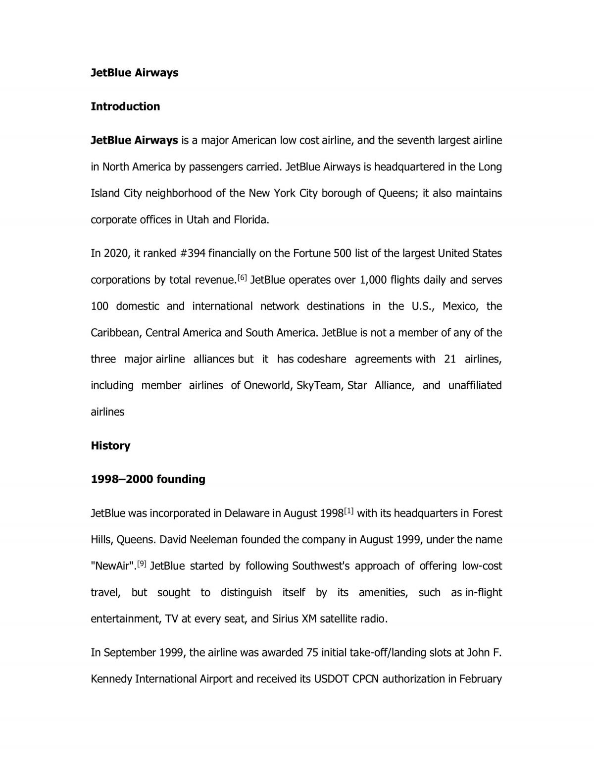 Analysis of Jetblue - Page 1