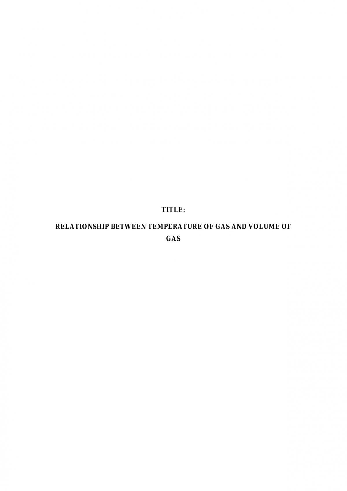 Relationship Between Temperature of Gas and Volume of Gas - Page 1