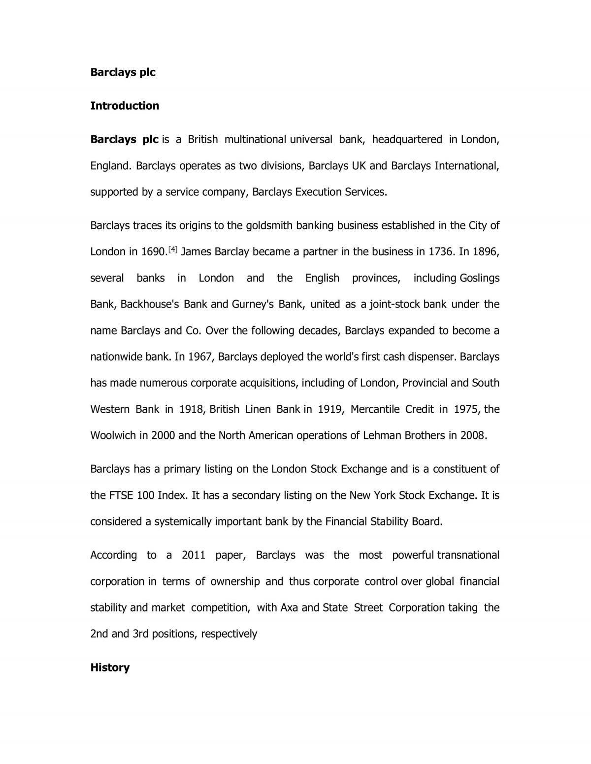 Analysis of Barclays Plc - Page 1