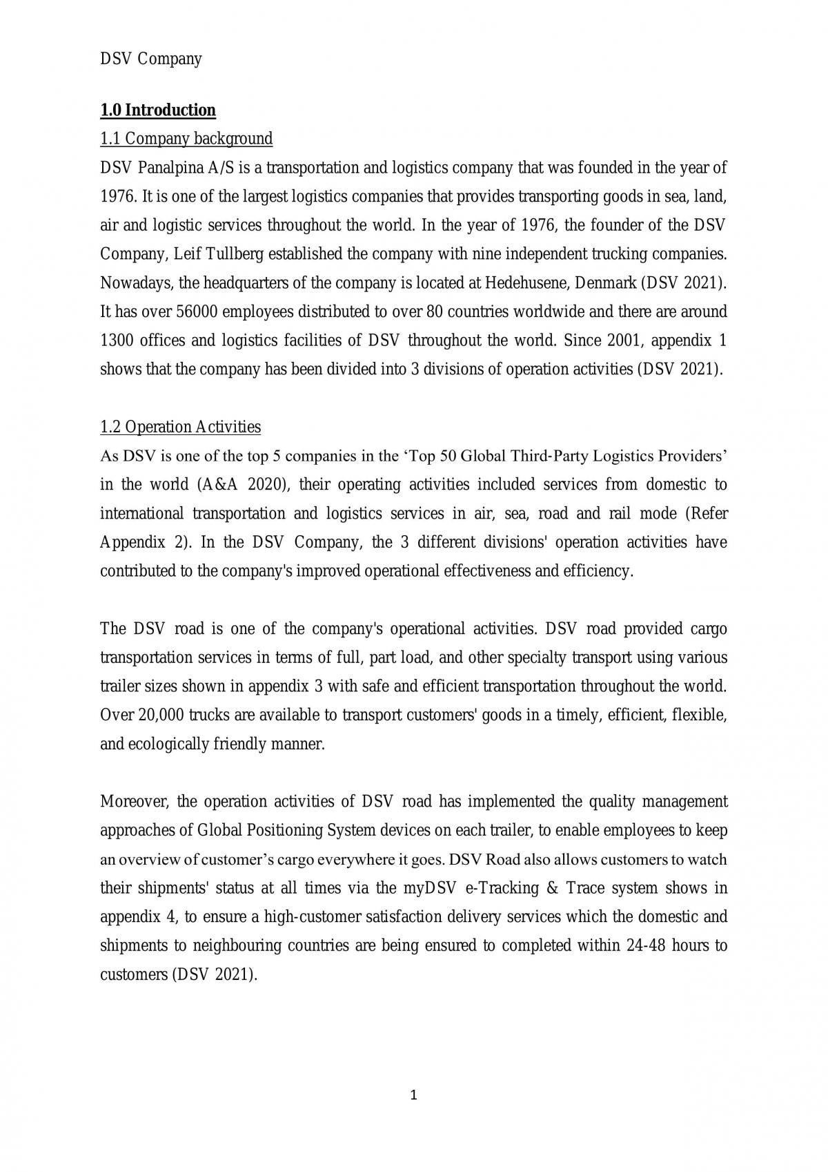 DSV company's operation management  - Page 2