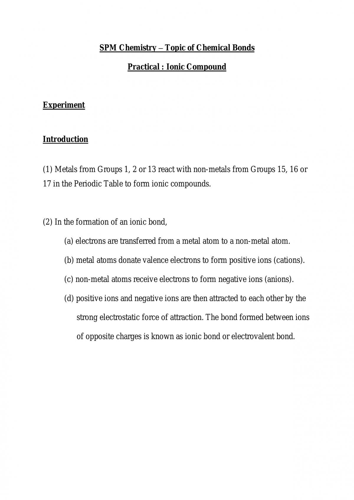 Chemical Bonds - Ionic Compound - Page 1