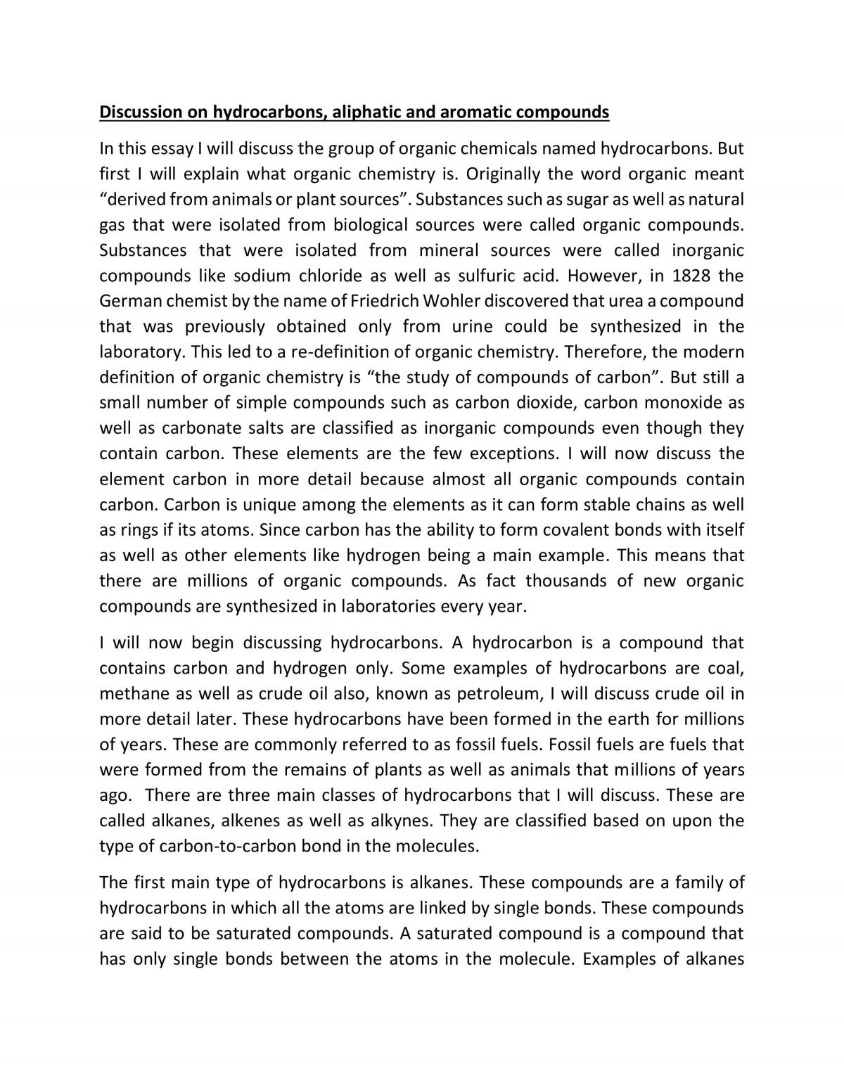 Hydrocarbons essay  - Page 1