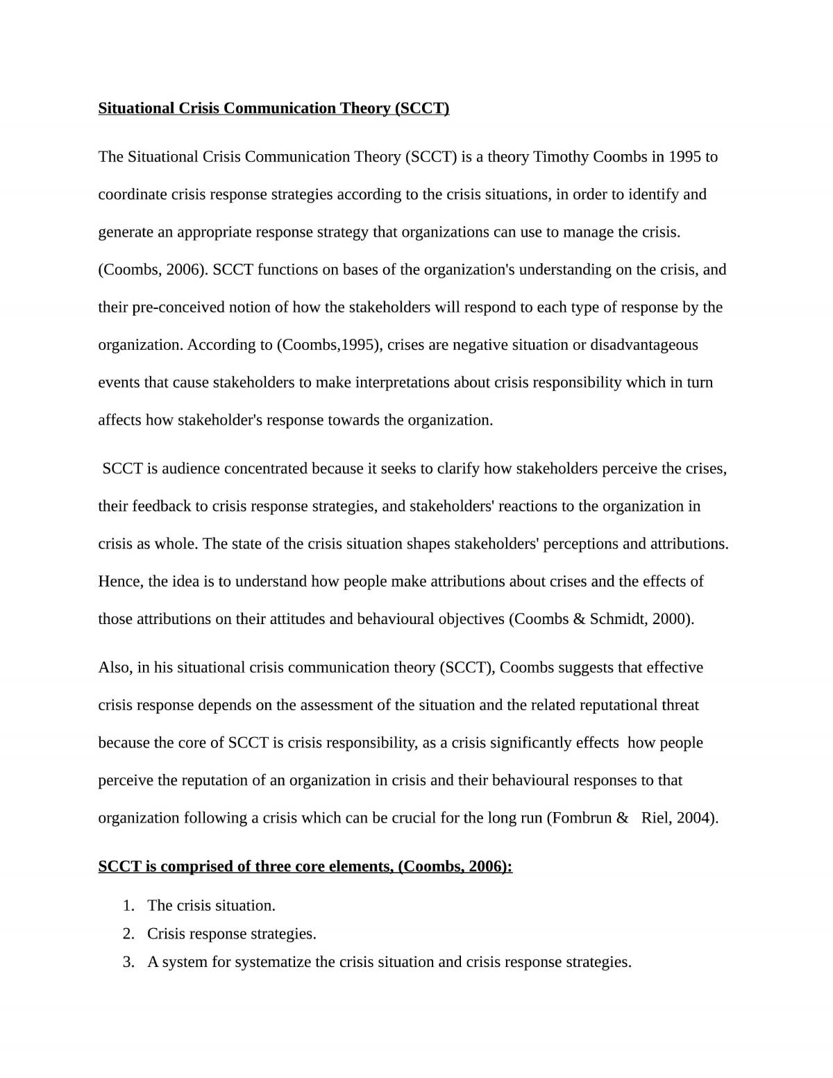 The Essay Discussing About Situational Crisis Communication Theory