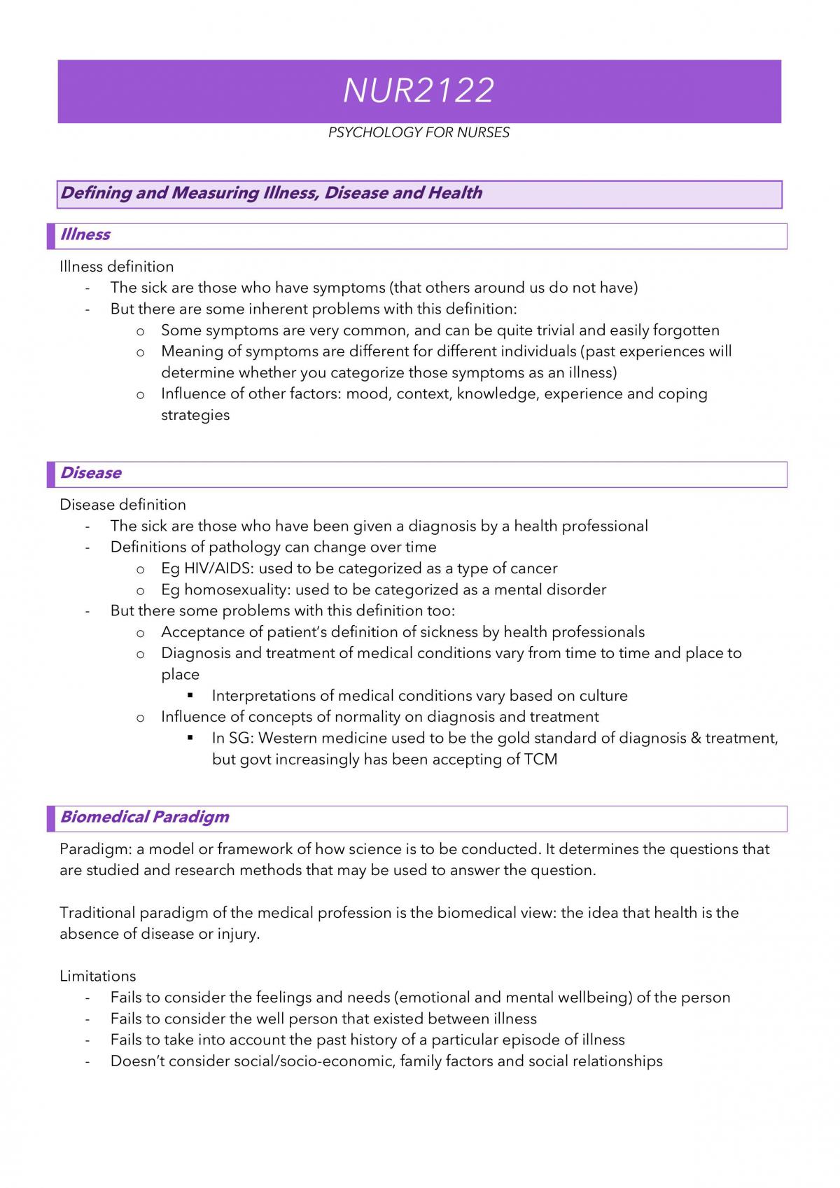 Psychology for Nurses Complete Study Notes - Page 1