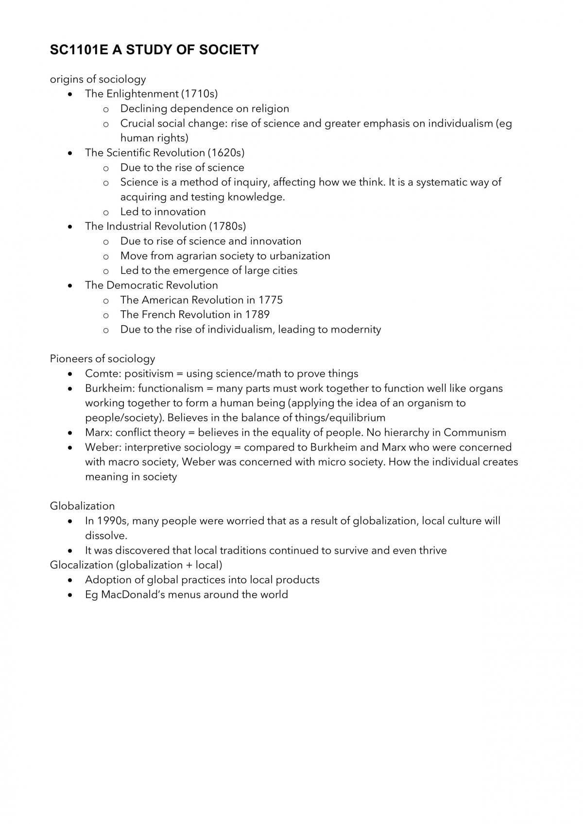 SC1101E A Study of Society Complete Study Notes - Page 1