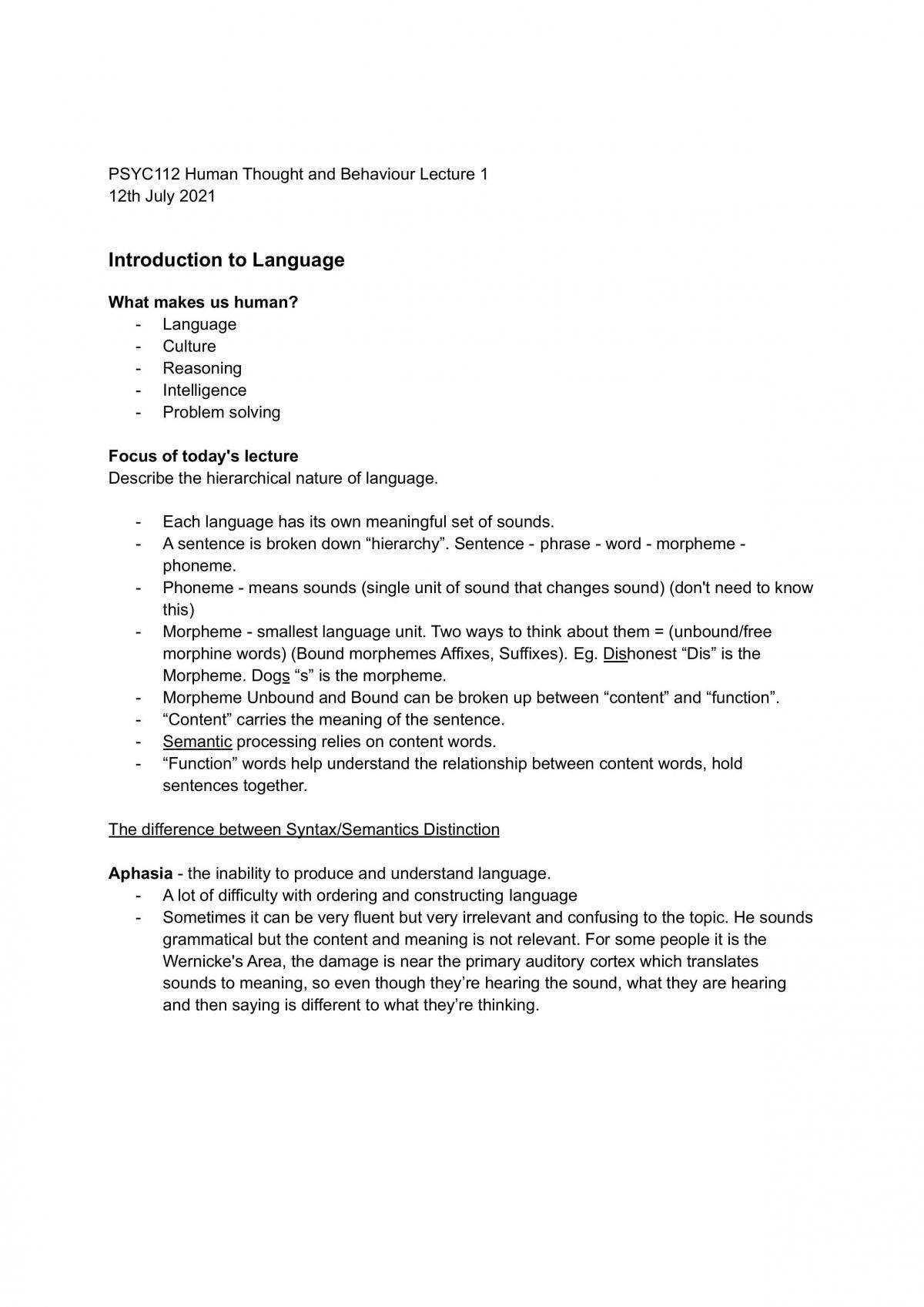 Human Thought and Behaviour Language Module - Page 1