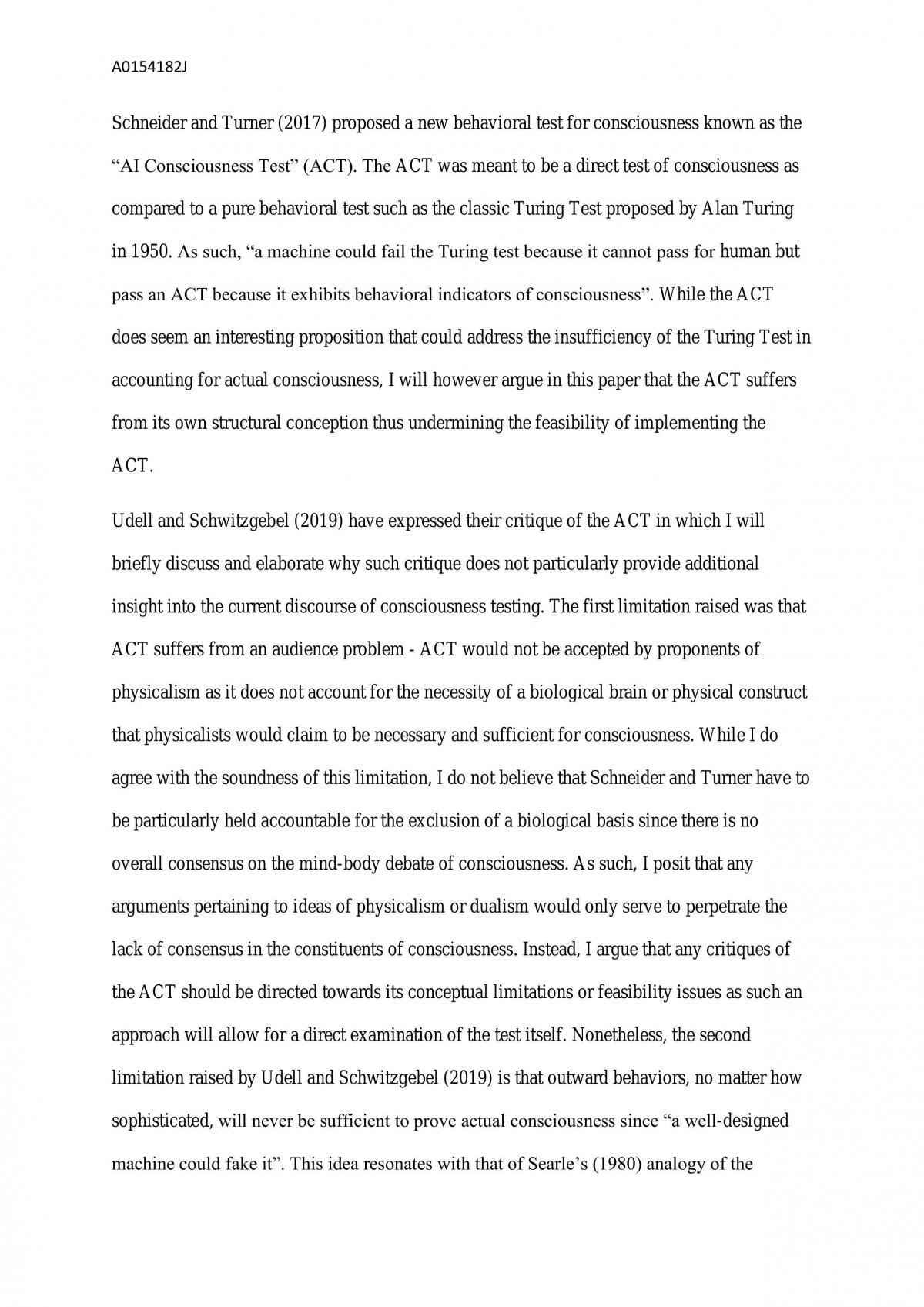 An argument for and against the Turing Test - Page 1
