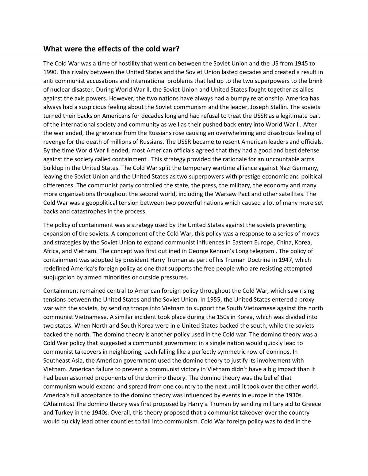 The effects of the cold war - Page 1