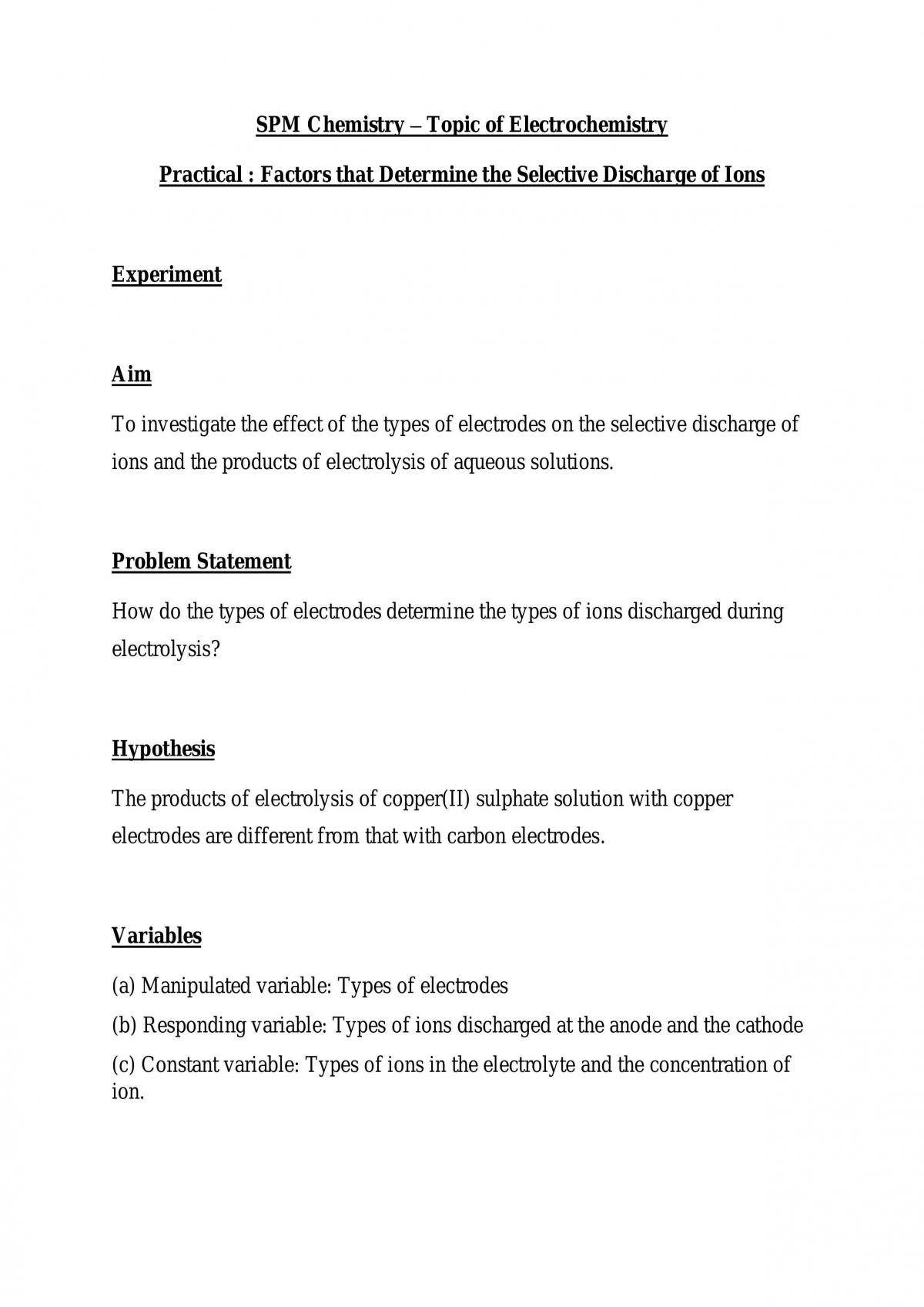 Factors that Determine the Selective Discharge of Ions - Type of Electrode - Page 1