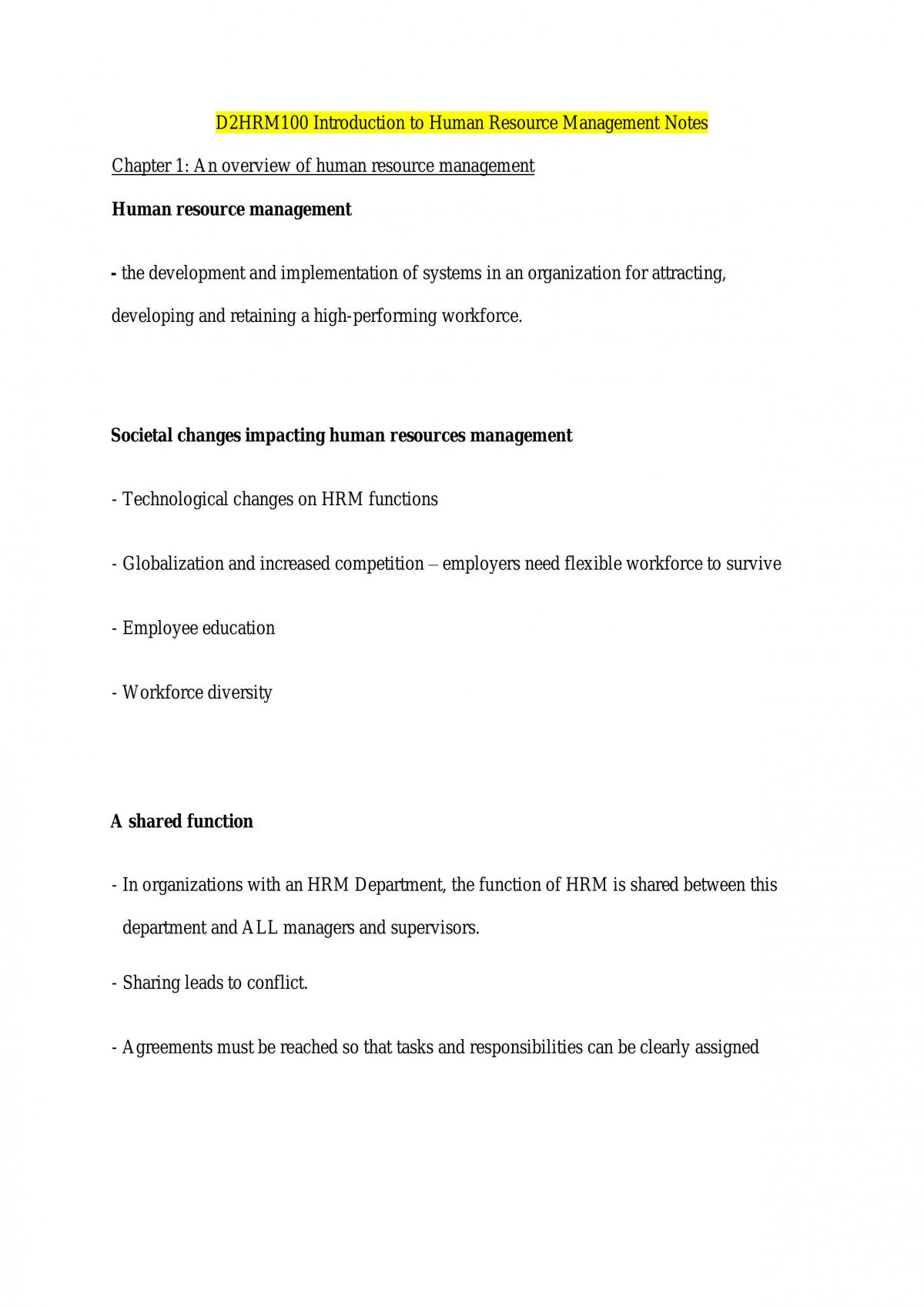 D2HRM100 Study Notes - Page 1