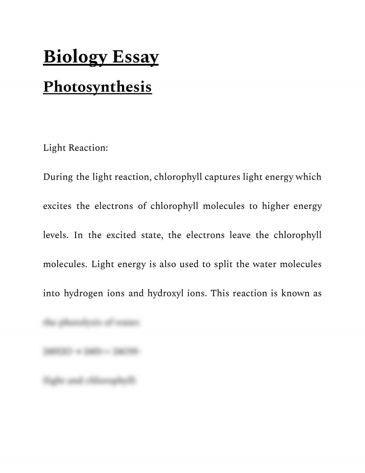 photosynthesis essay in english