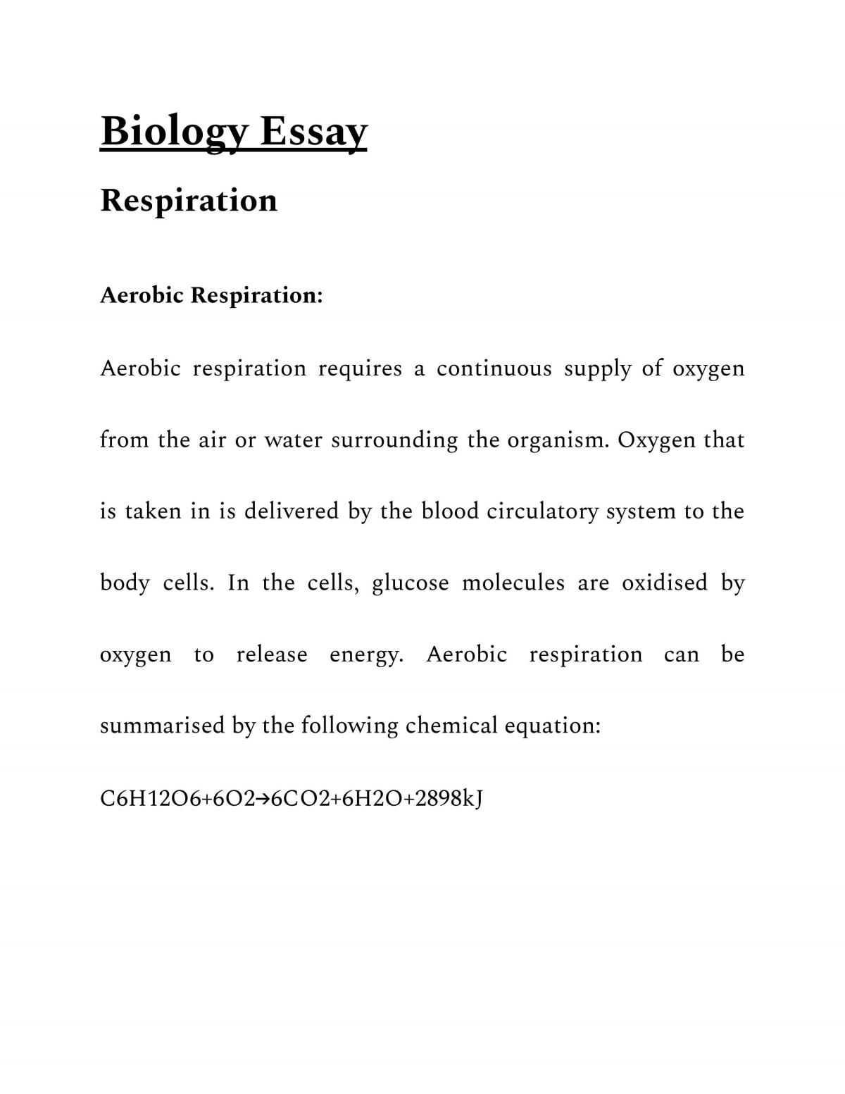 higher biology respiration essay