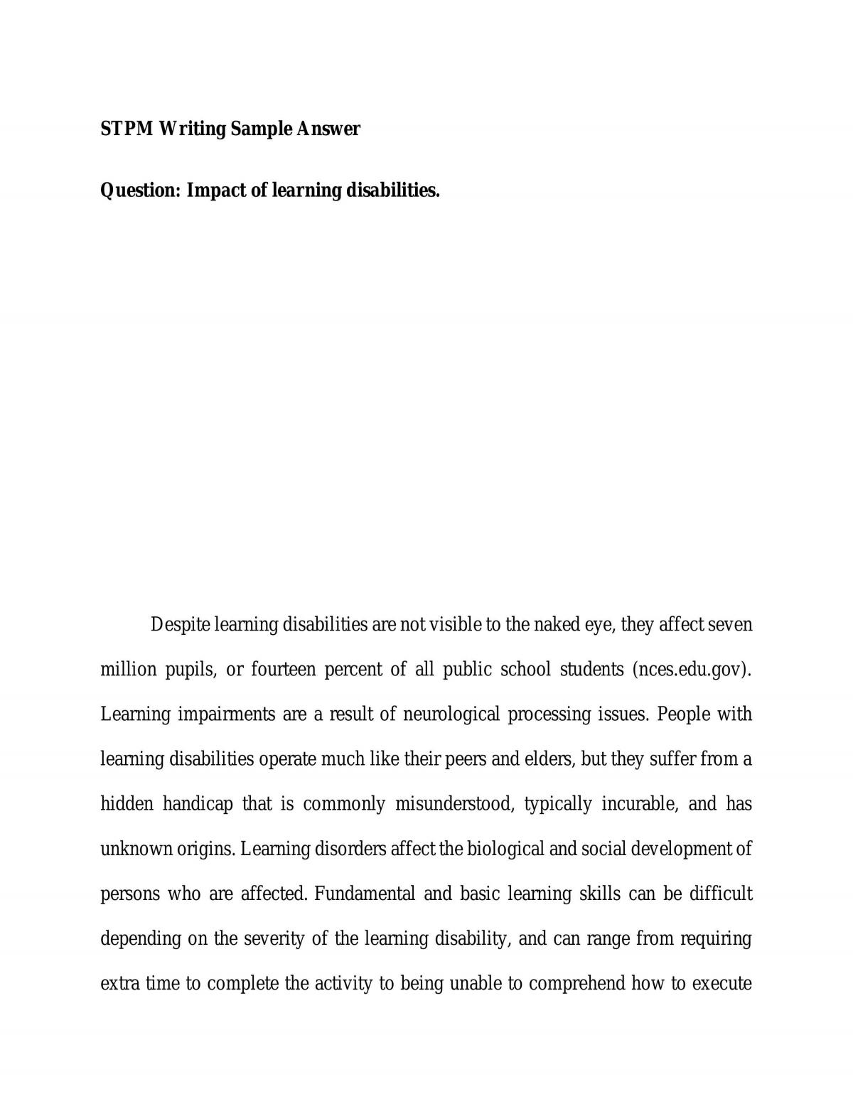 Impact of learning disabilities  - Page 1