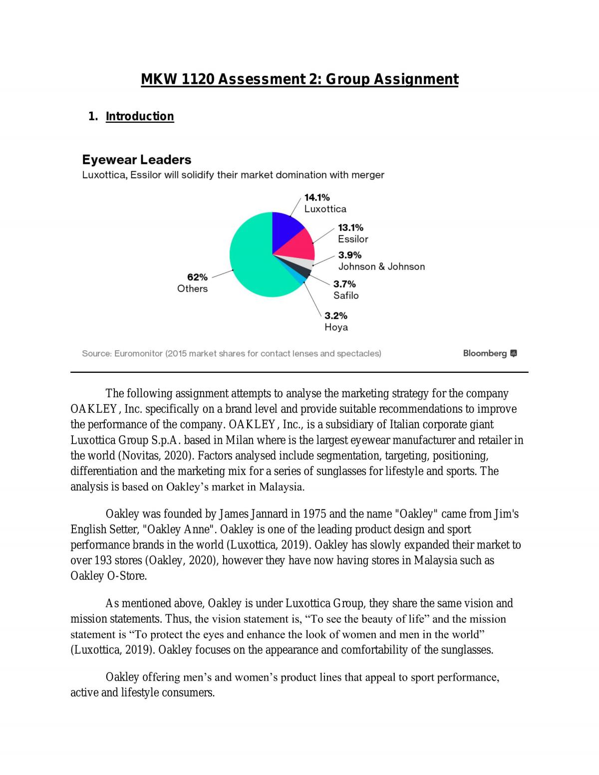 Group Assignment | MKW1120 - Marketing theory and practice - Monash ...