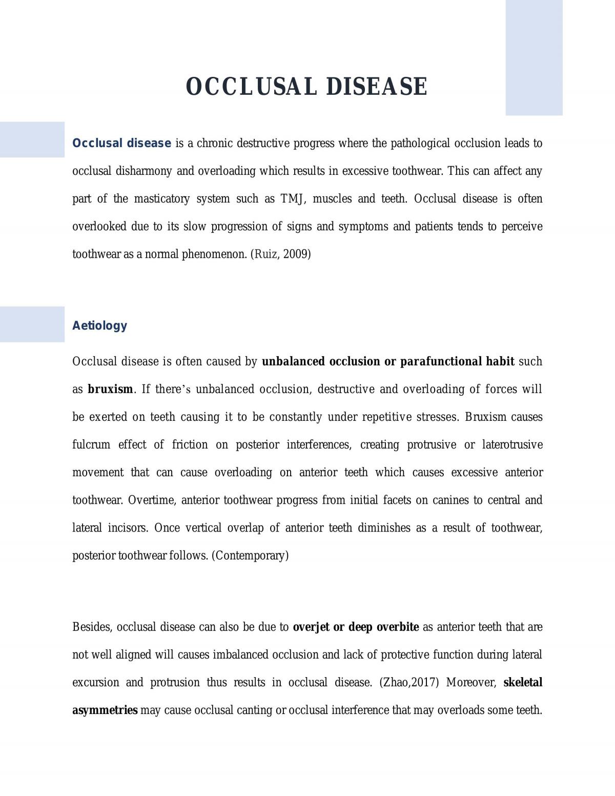 Occlusal Disease - Page 1